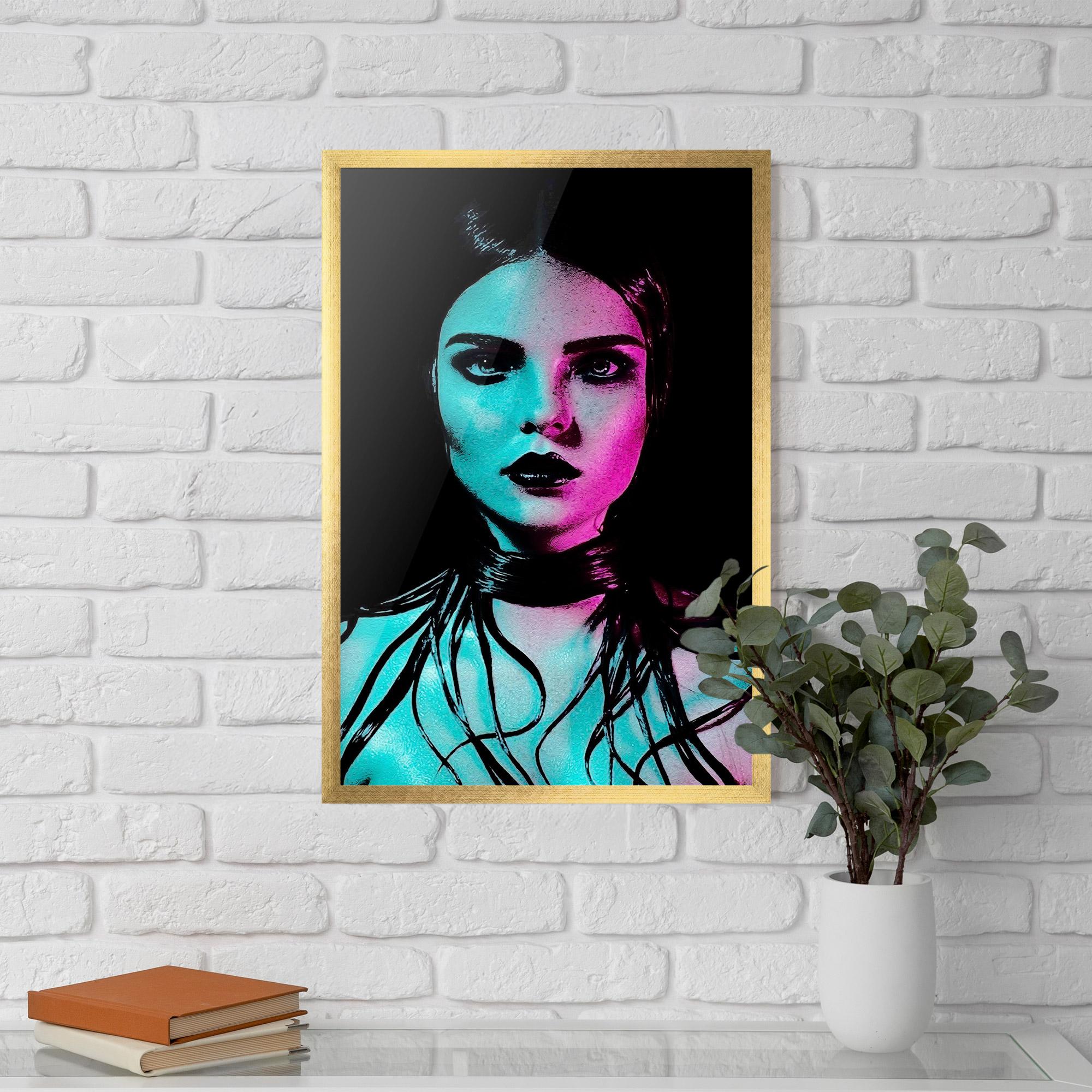 Poster Înrămat Pink Blue Light Girl mockup 5
