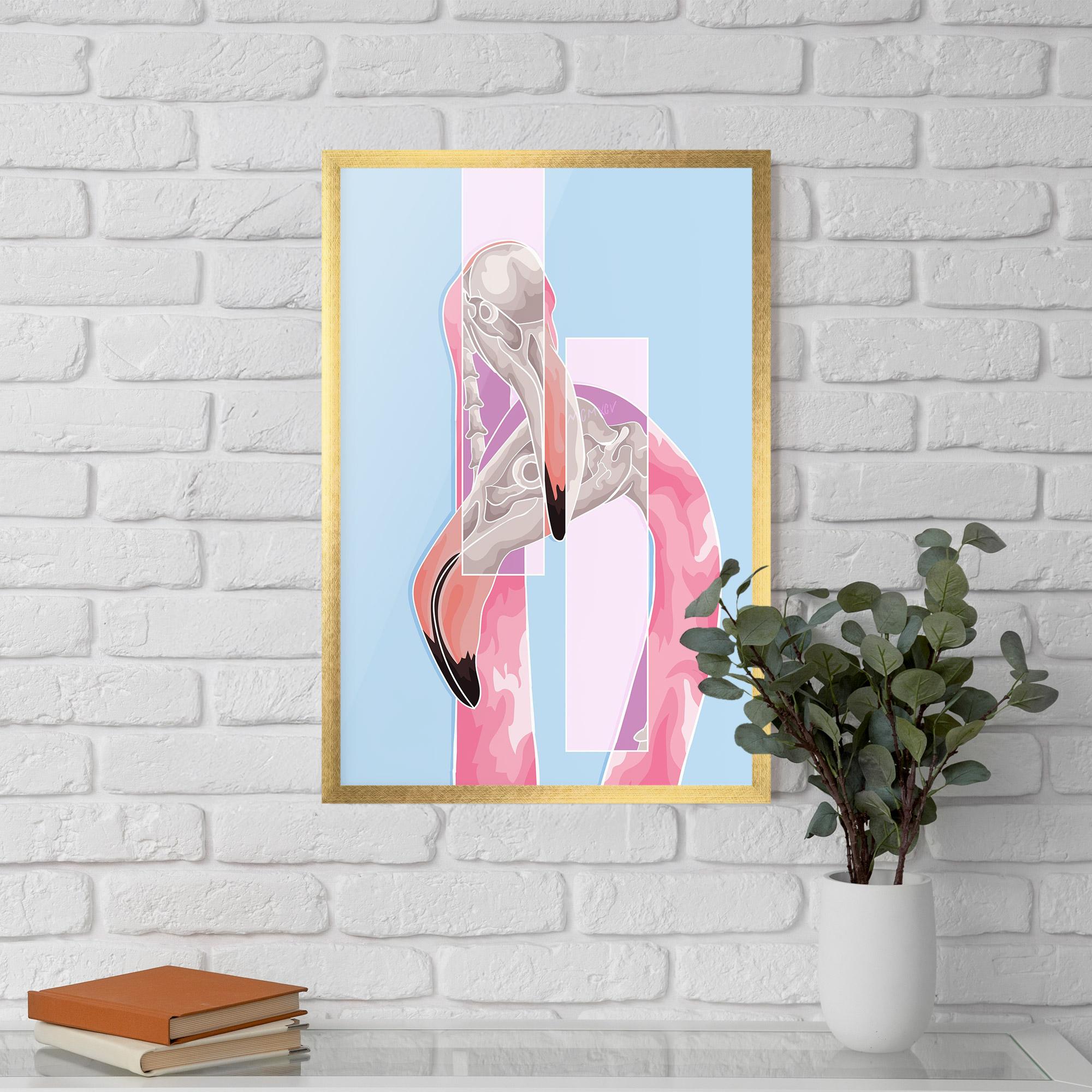 Poster Înrămat Pink Skull Flamingo mockup 5
