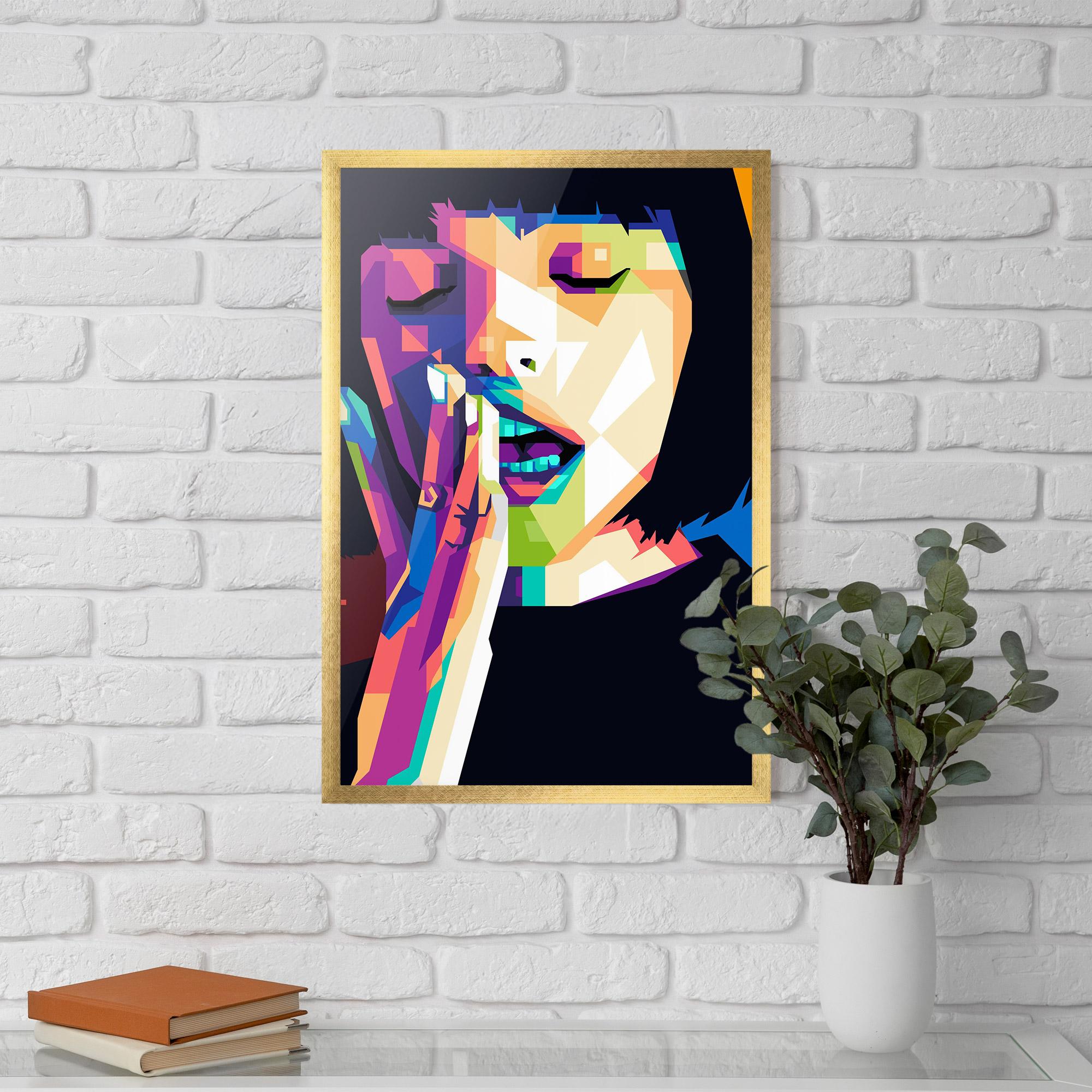 Poster Înrămat Polygonal Pretty Girl mockup 5