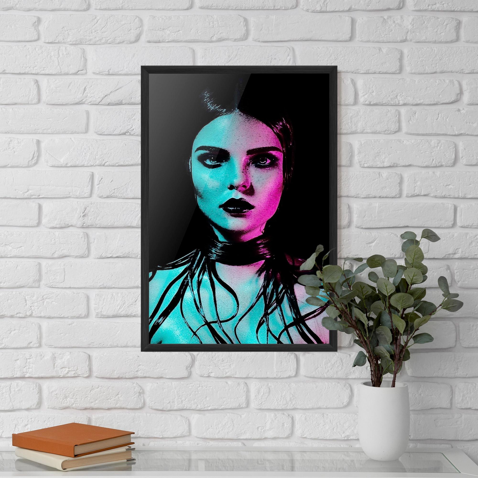 Poster Înrămat Pink Blue Light Girl mockup 5