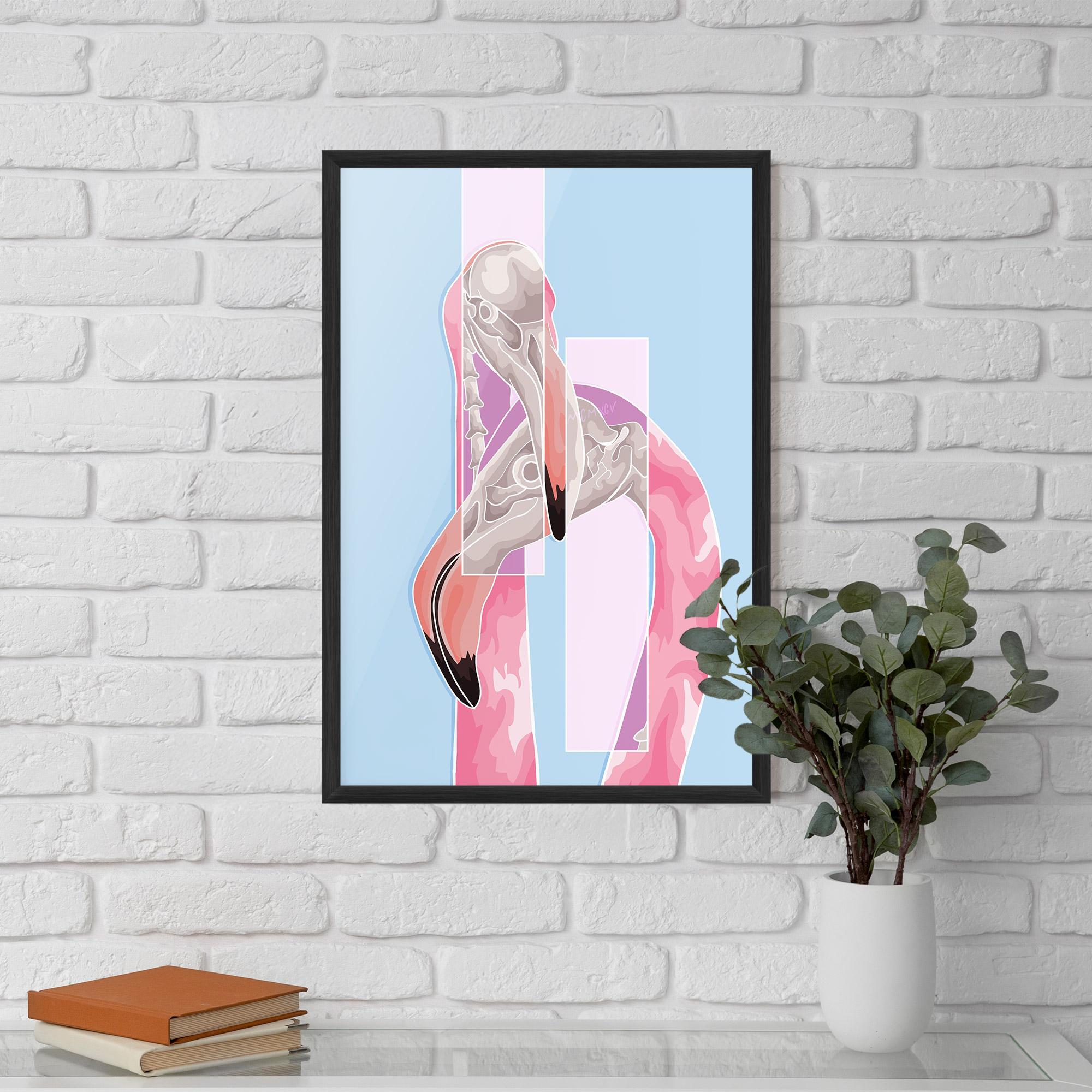 Poster Înrămat Pink Skull Flamingo mockup 5