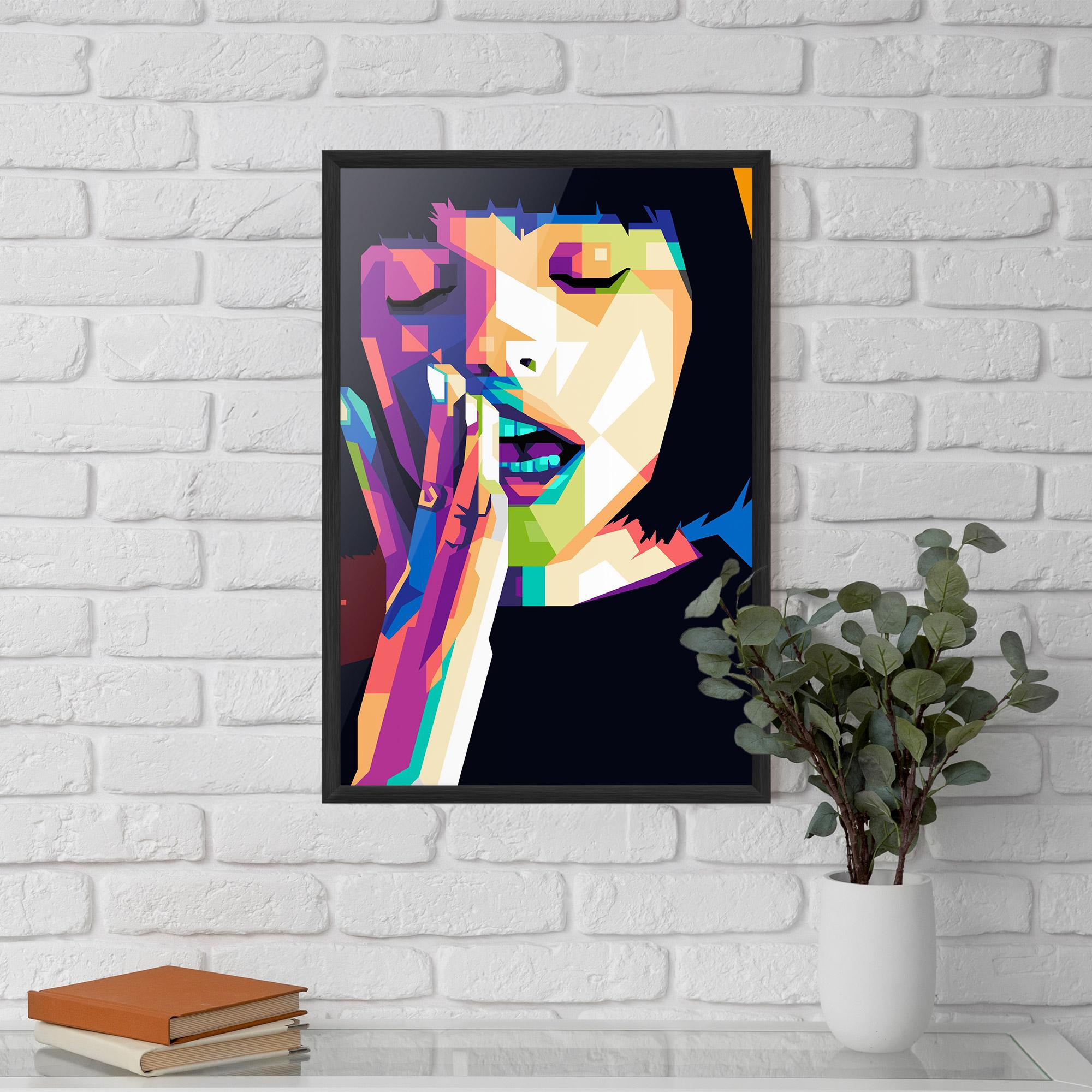 Poster Înrămat Polygonal Pretty Girl mockup 5
