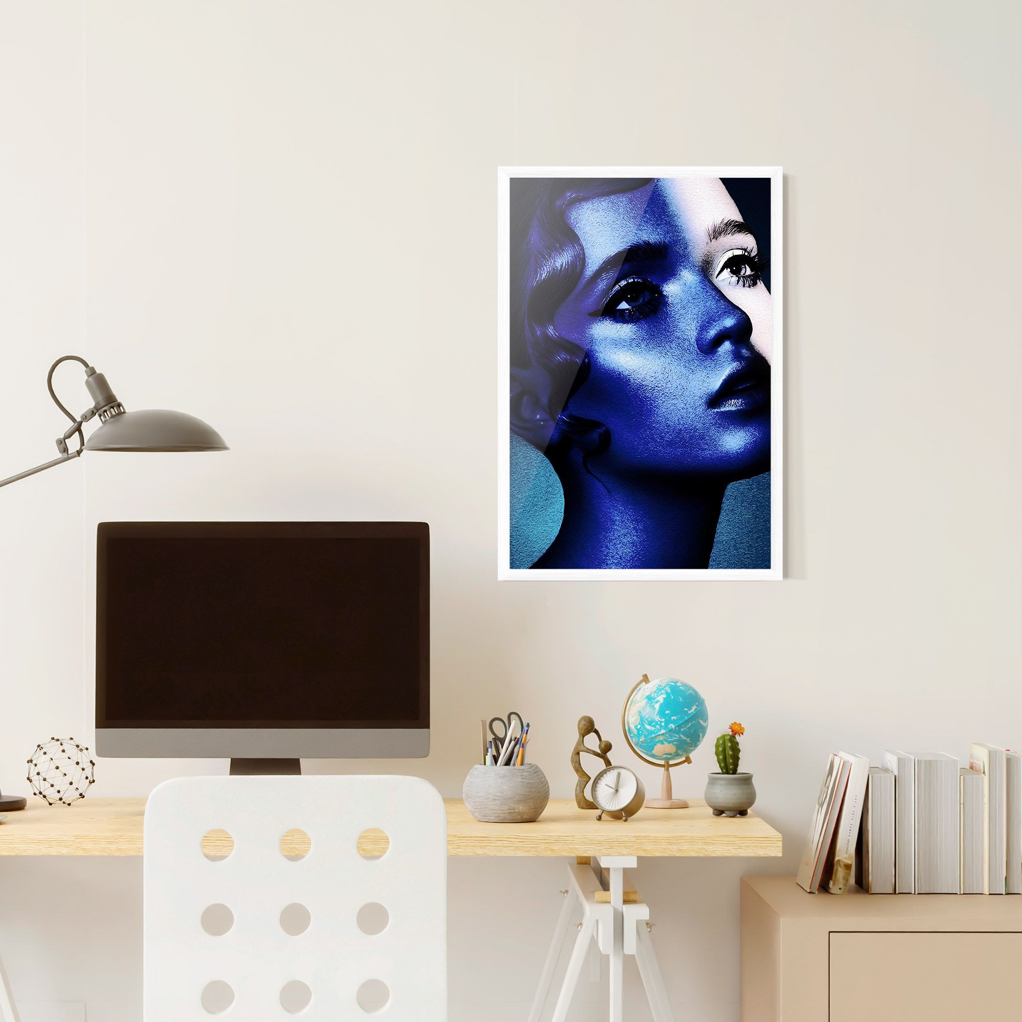 Blue White Face Art mockup 6
