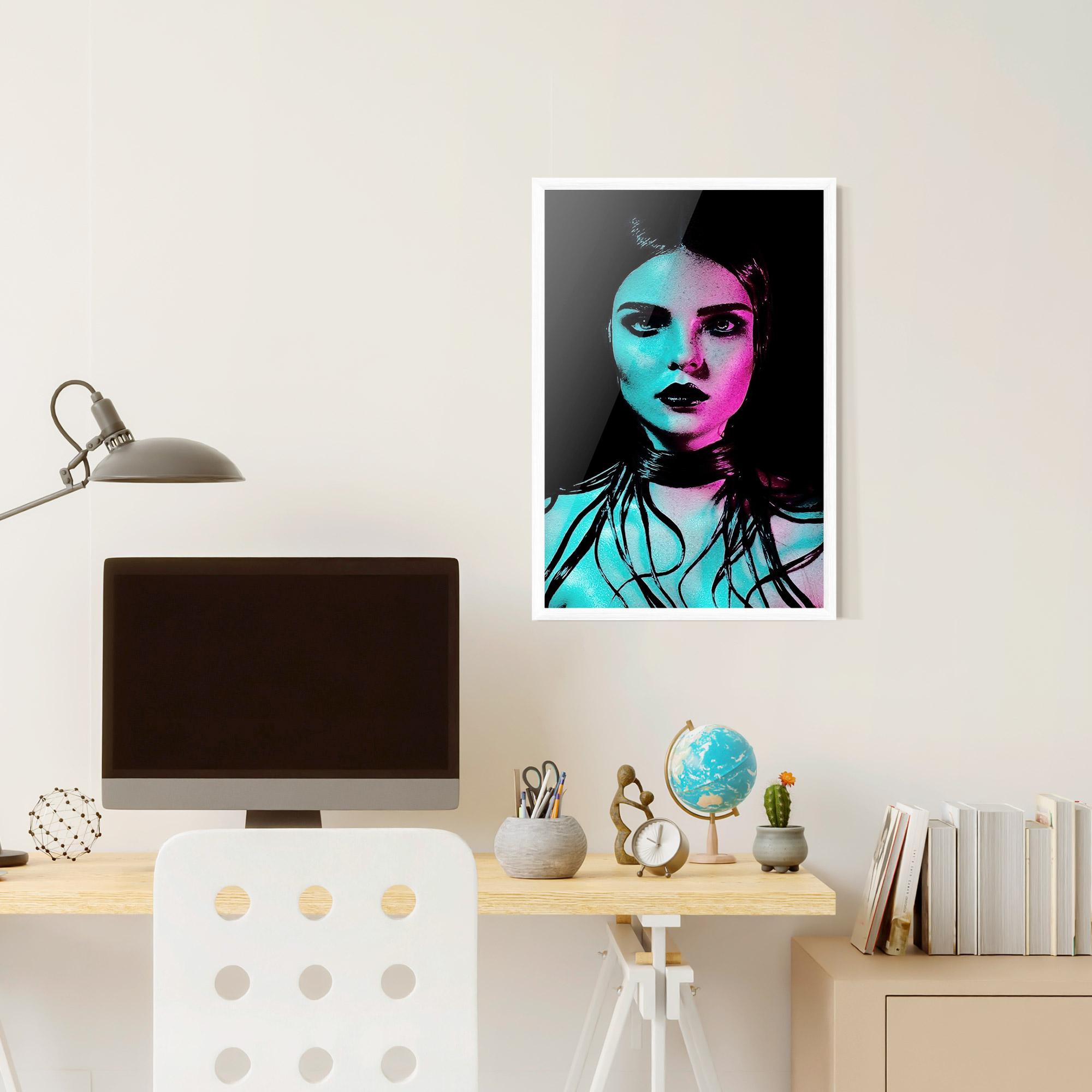 Poster Înrămat Pink Blue Light Girl mockup 6