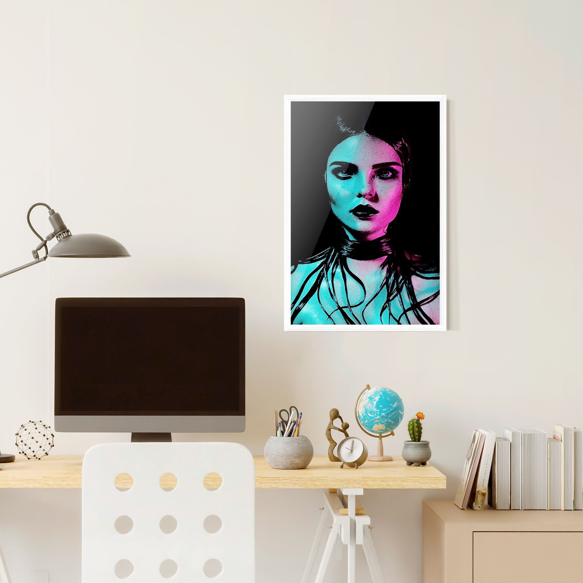Pink Blue Light Girl mockup 6