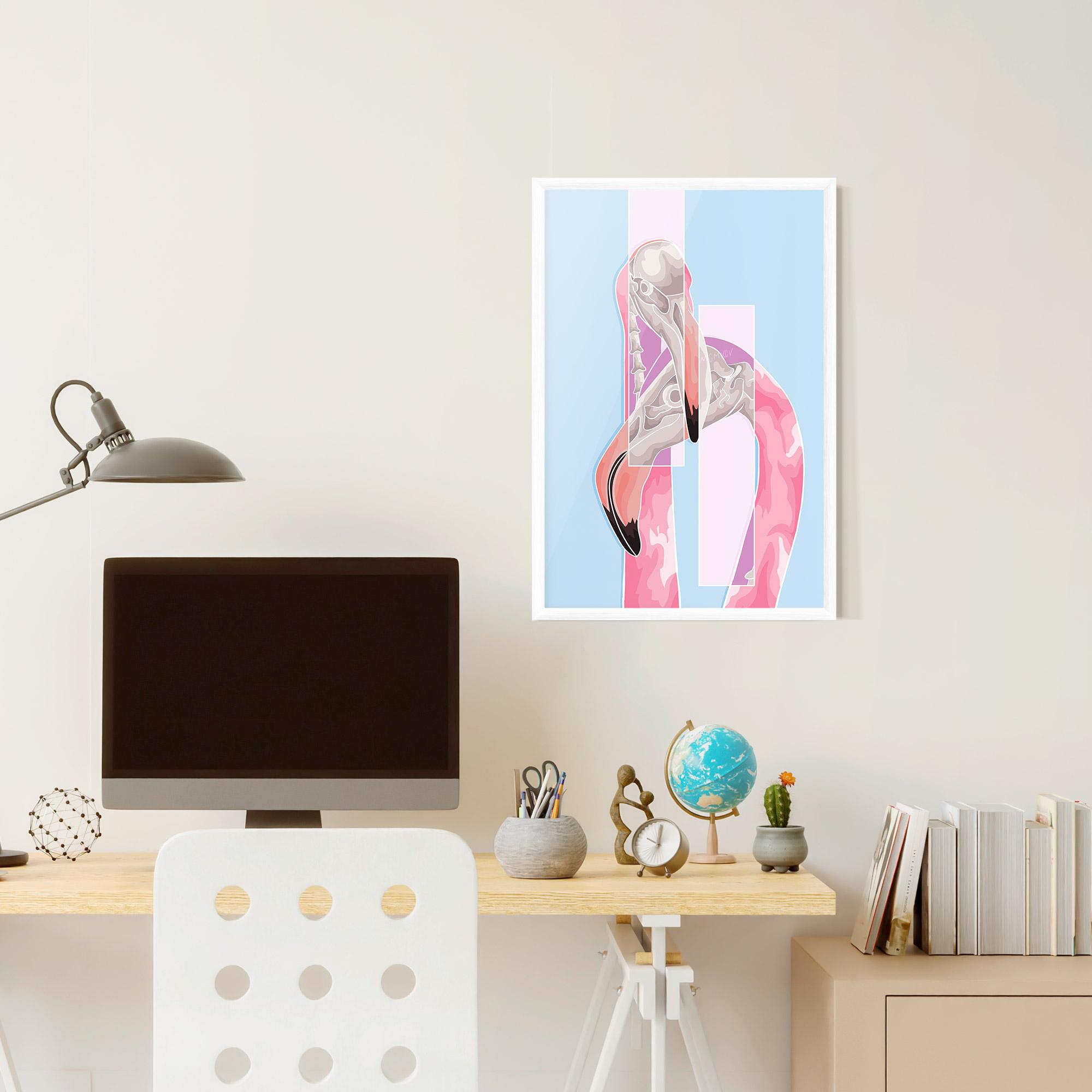 Poster Înrămat Pink Skull Flamingo mockup 6