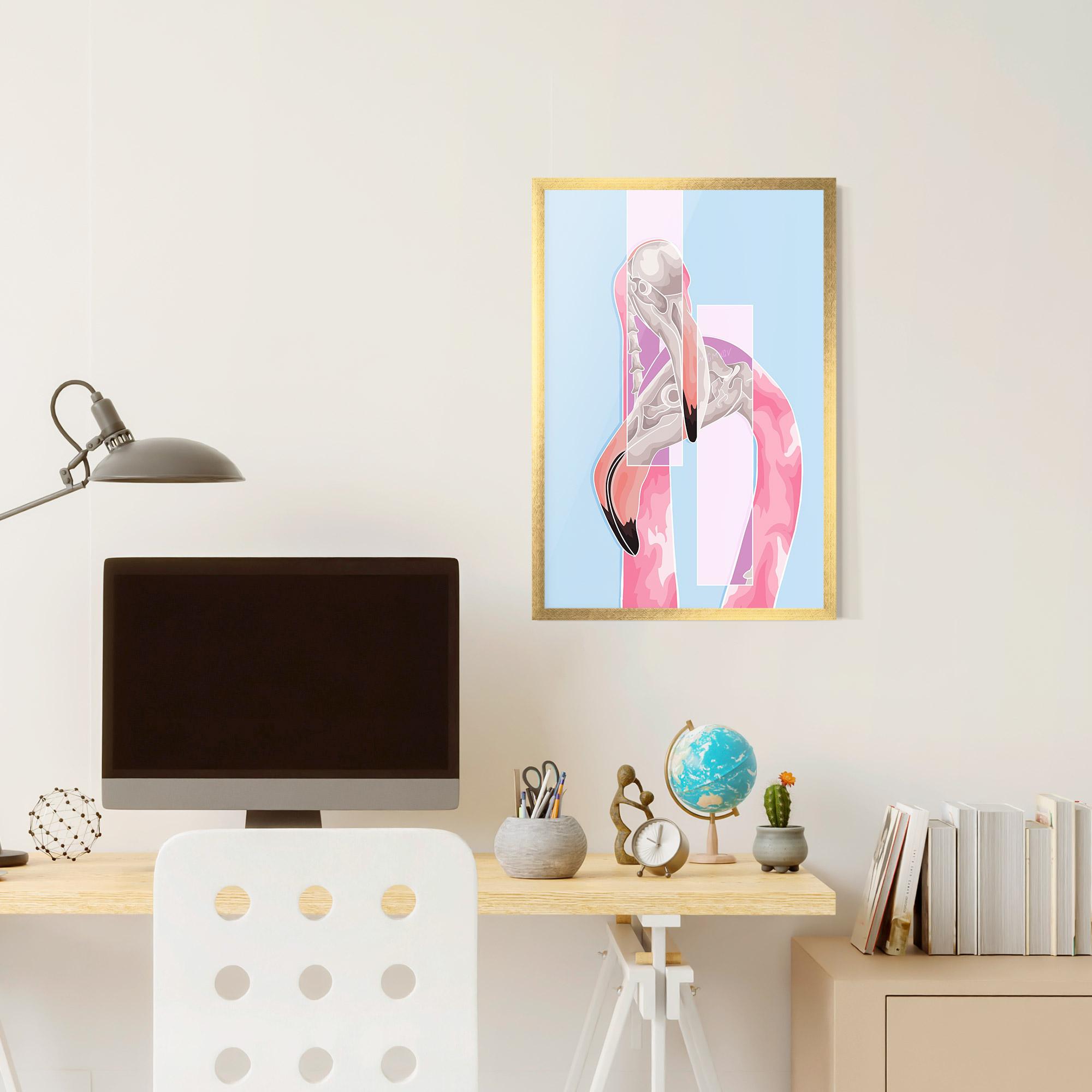 Poster Înrămat Pink Skull Flamingo mockup 6