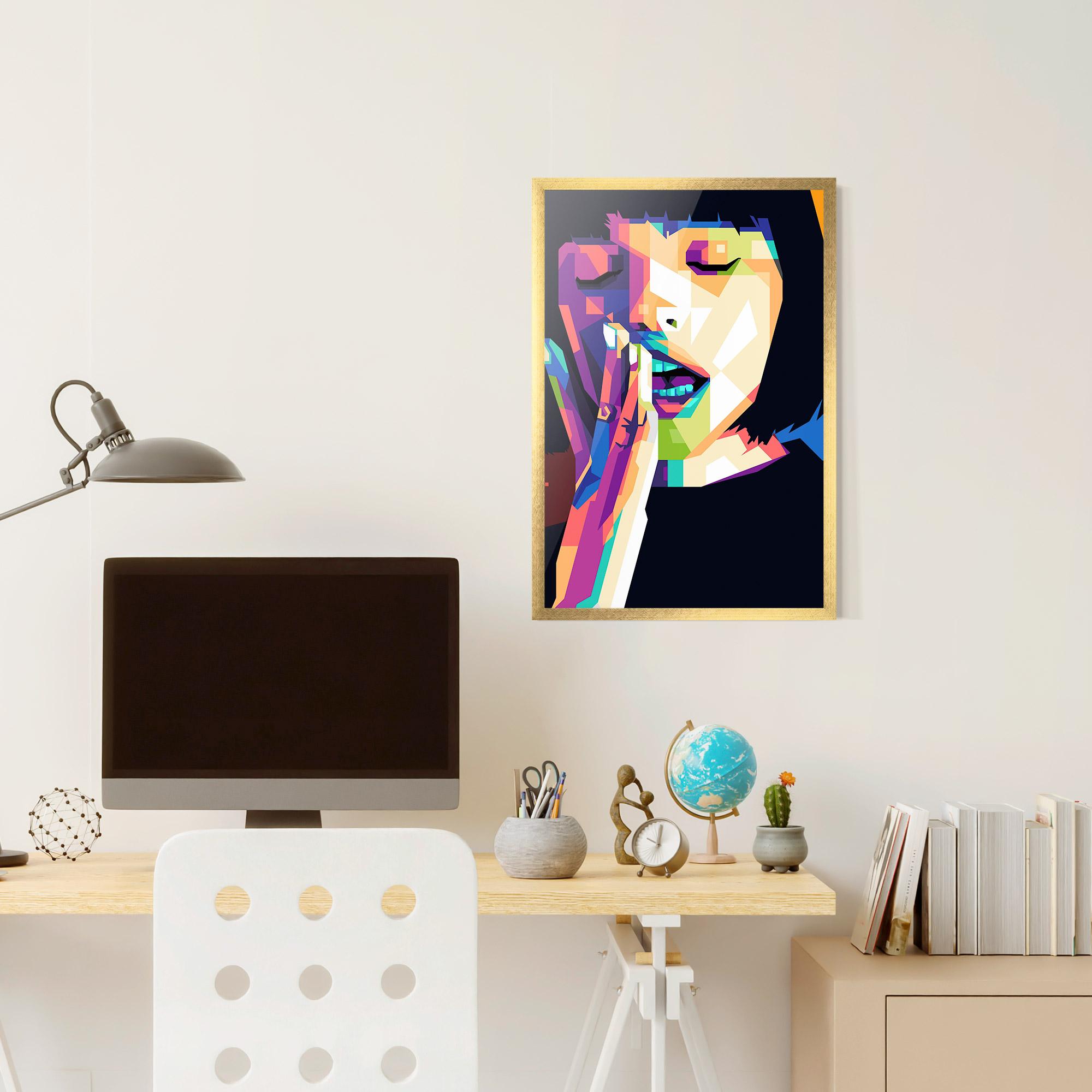 Poster Înrămat Polygonal Pretty Girl mockup 6