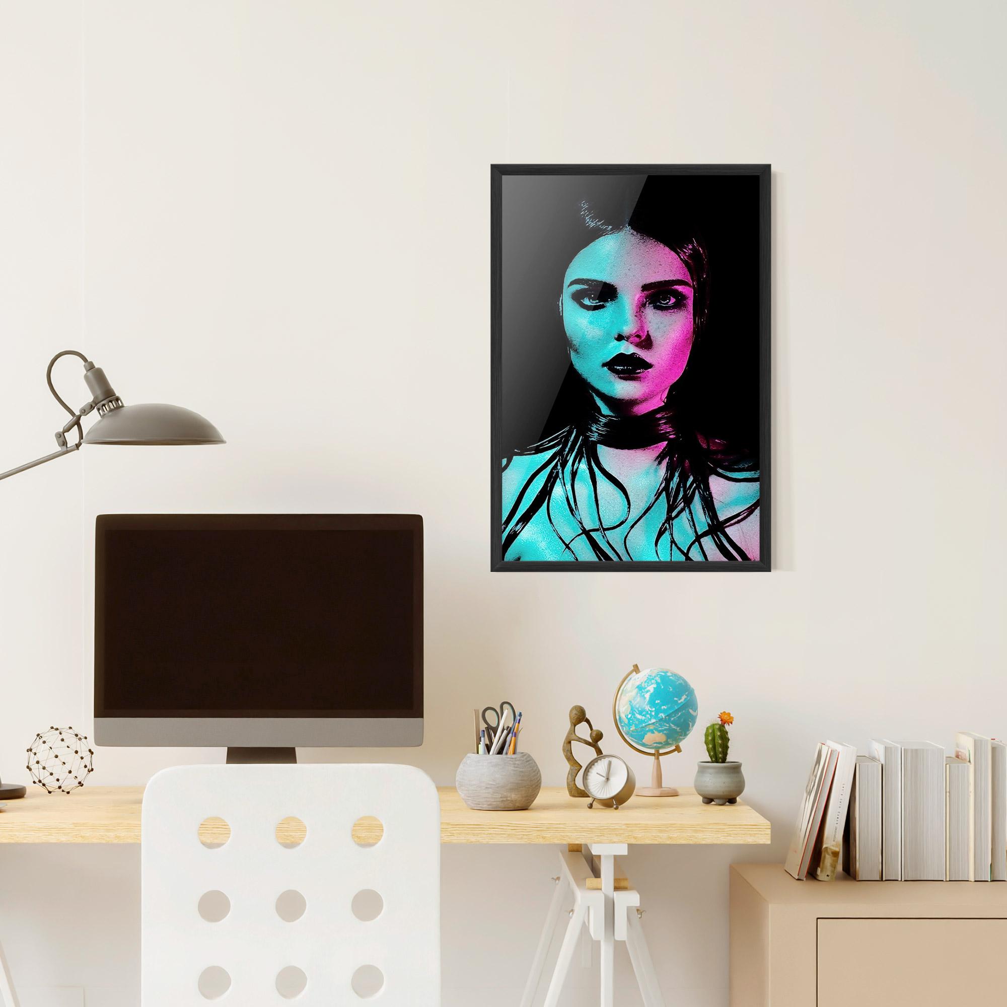 Poster Înrămat Pink Blue Light Girl mockup 6
