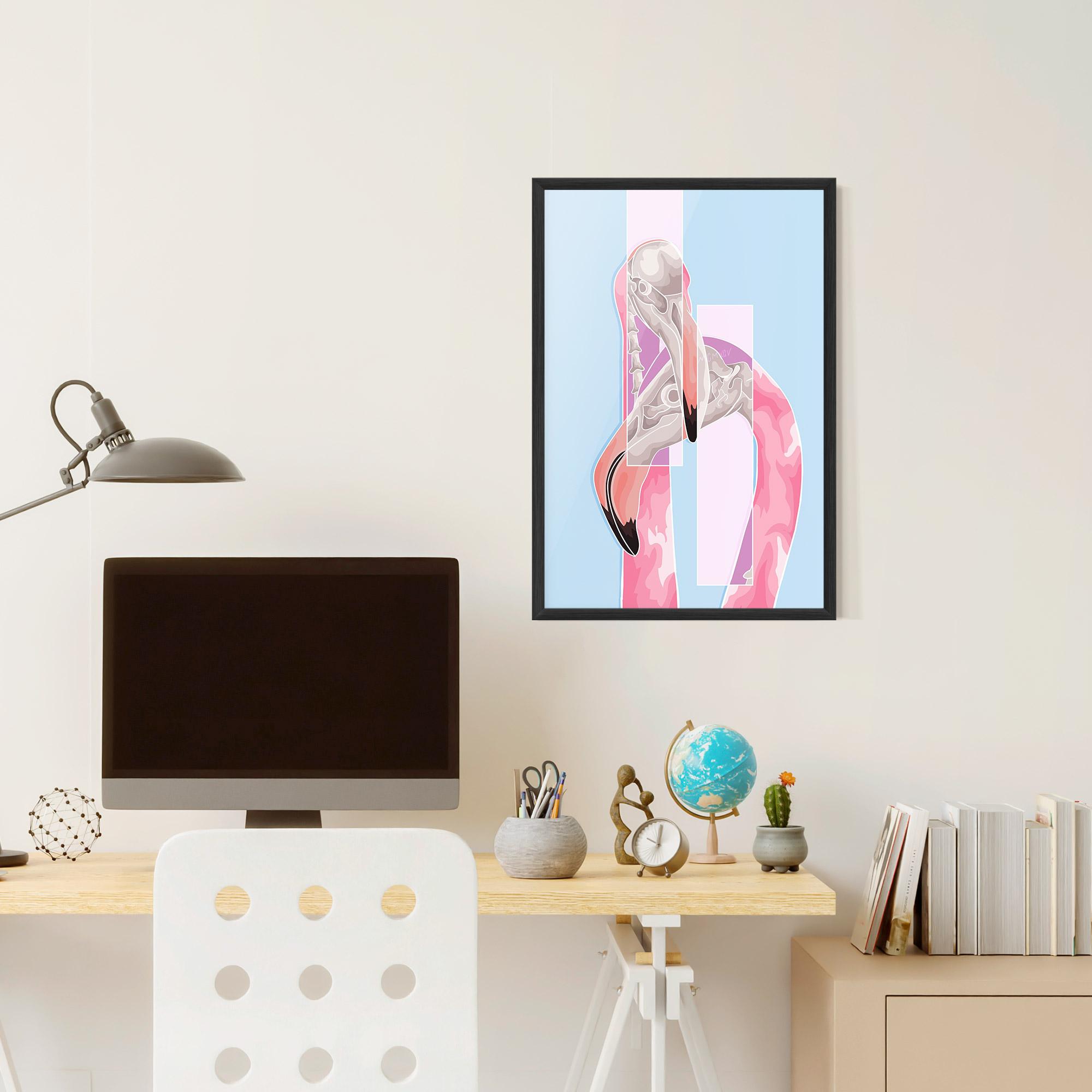 Poster Înrămat Pink Skull Flamingo mockup 6