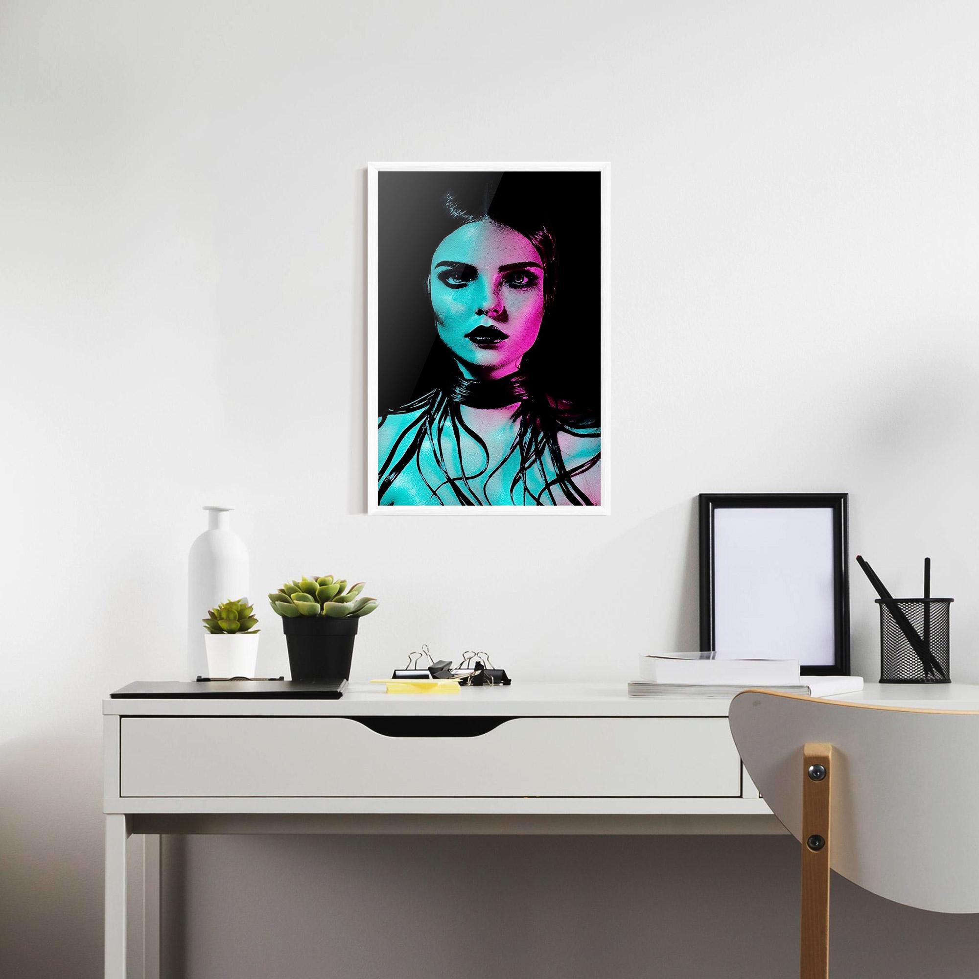 Poster Înrămat Pink Blue Light Girl mockup 7