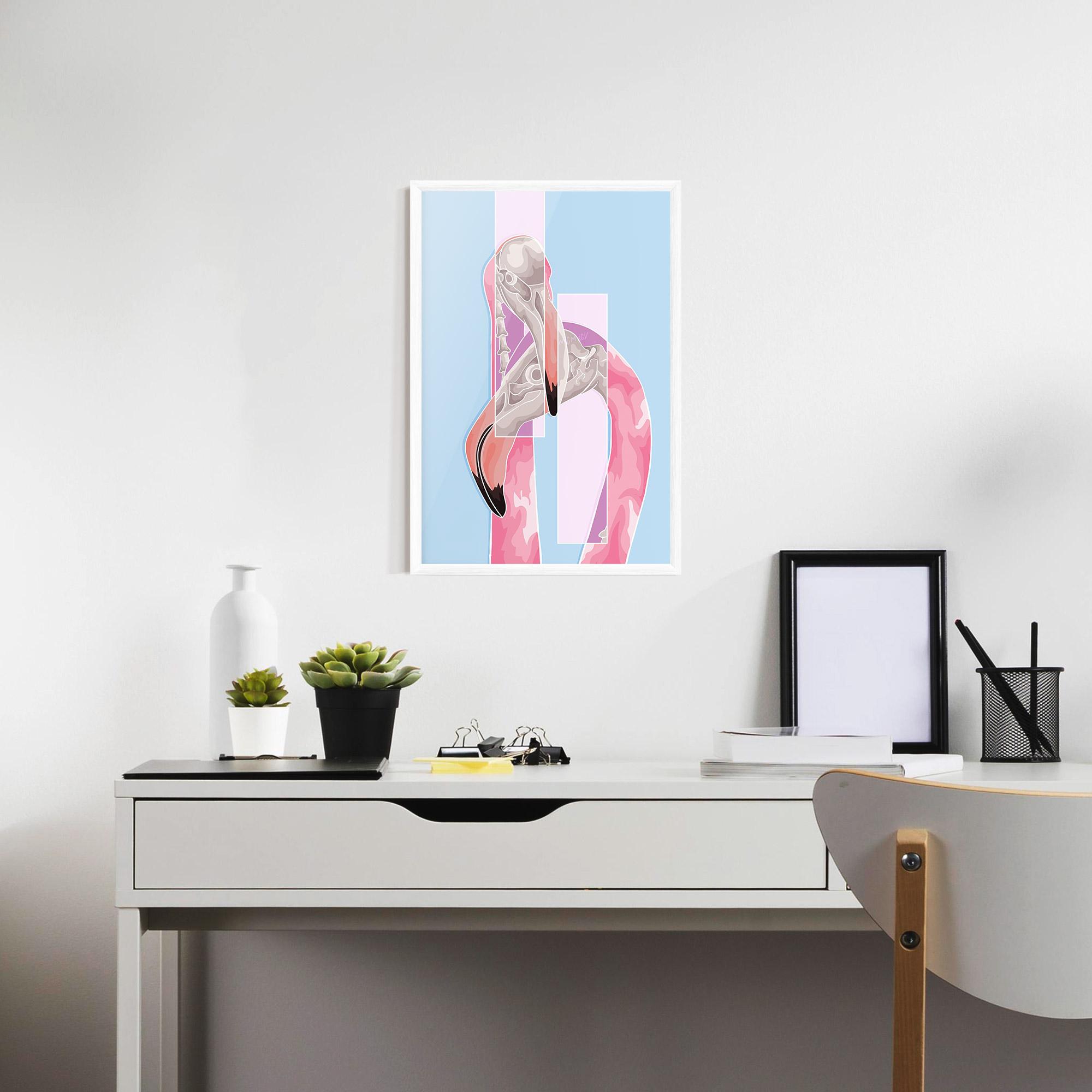 Poster Înrămat Pink Skull Flamingo mockup 7