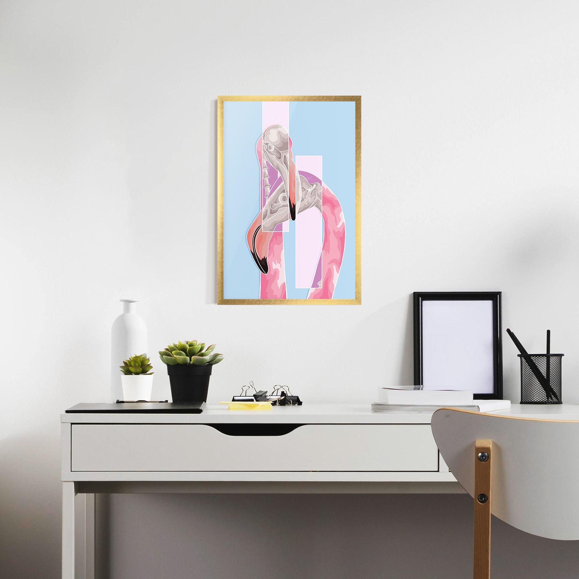 Poster Înrămat Pink Skull Flamingo mockup 7