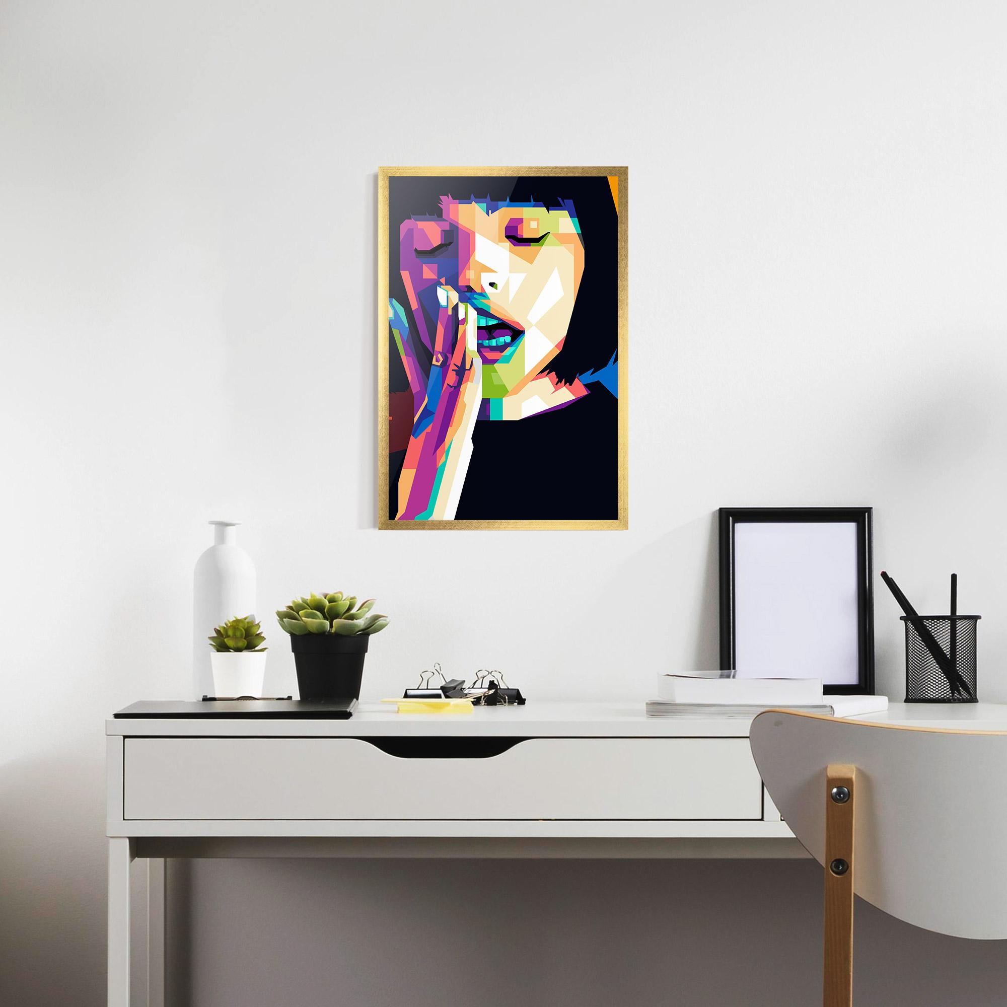 Poster Înrămat Polygonal Pretty Girl mockup 7