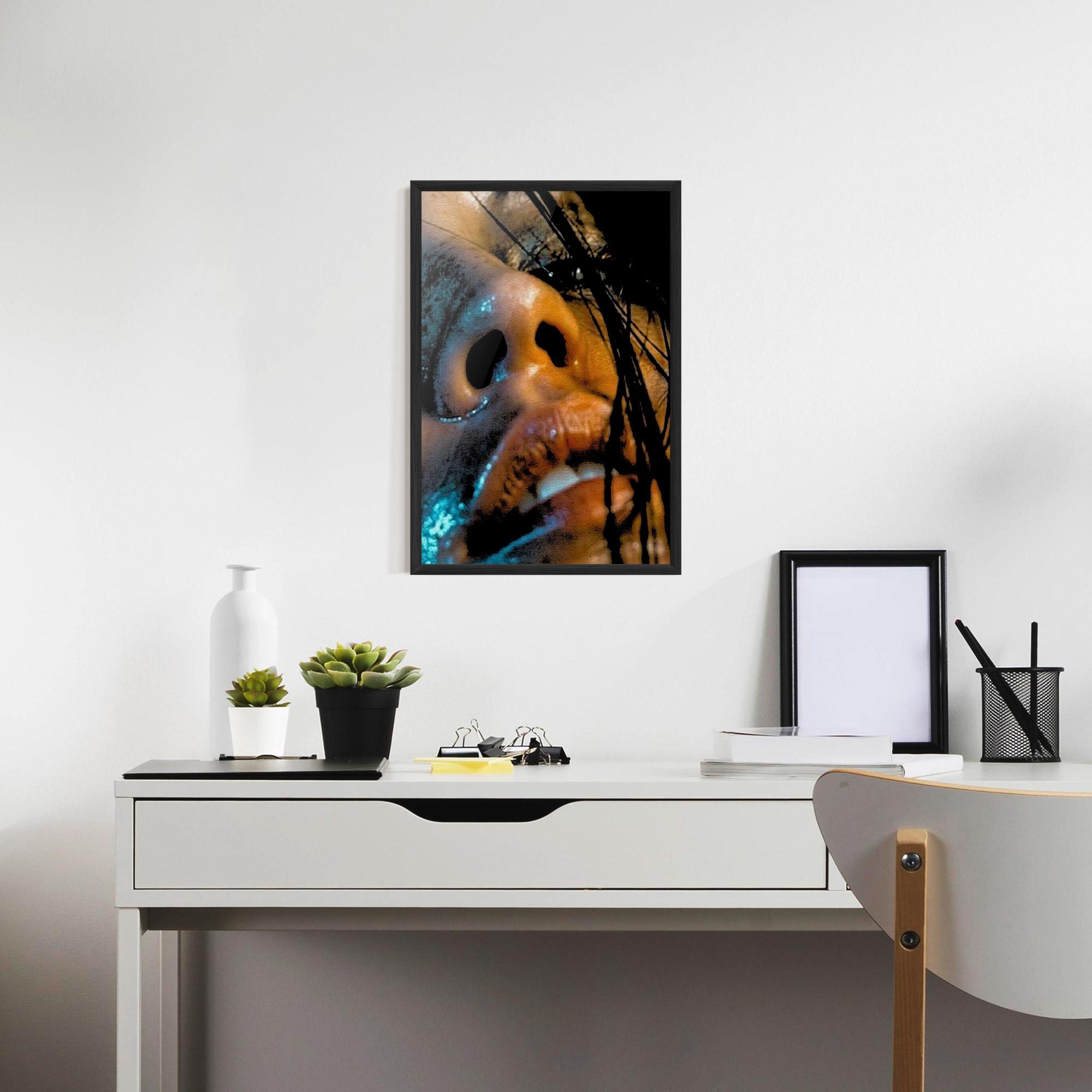 Poster Înrămat Blue Light Face mockup 7