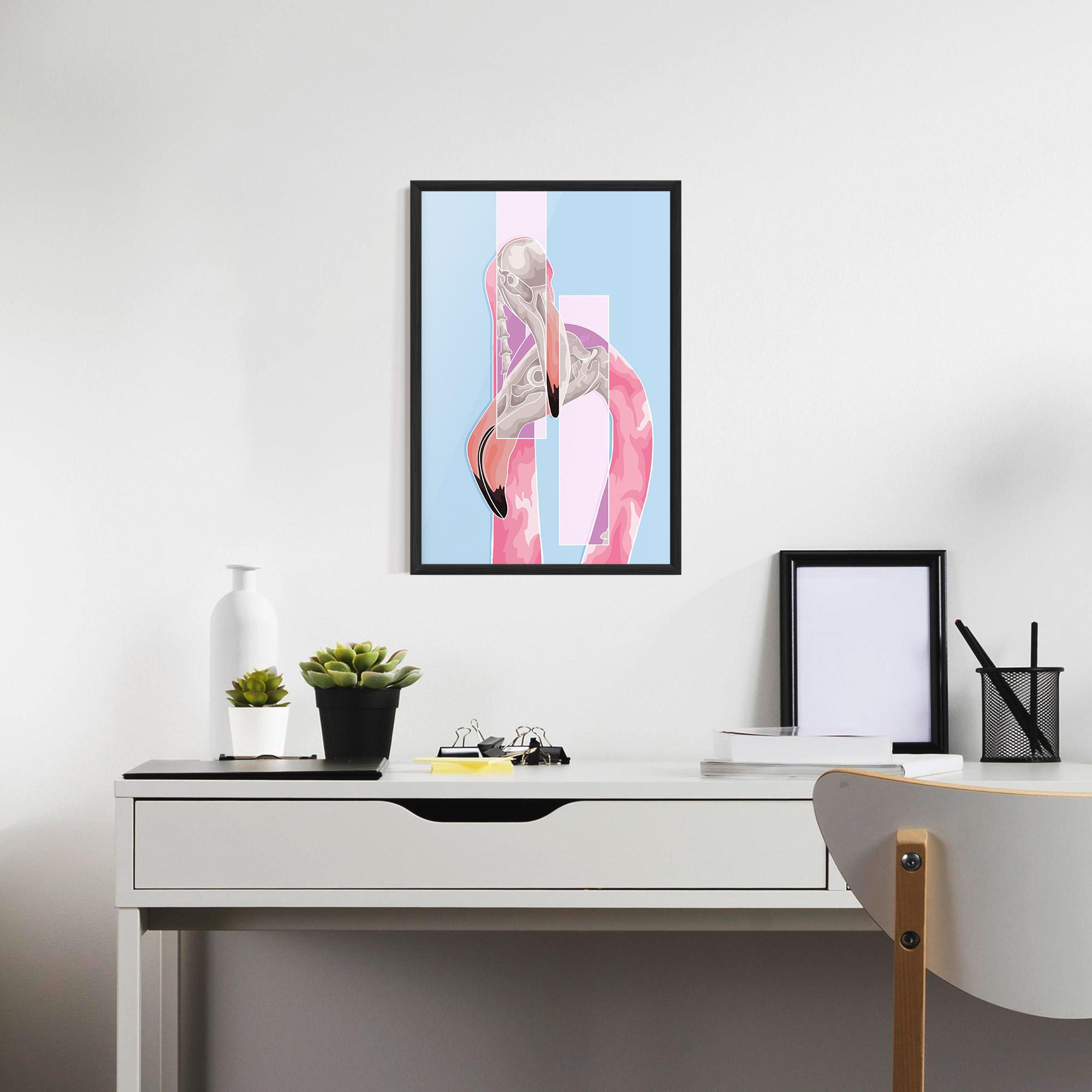 Poster Înrămat Pink Skull Flamingo mockup 7
