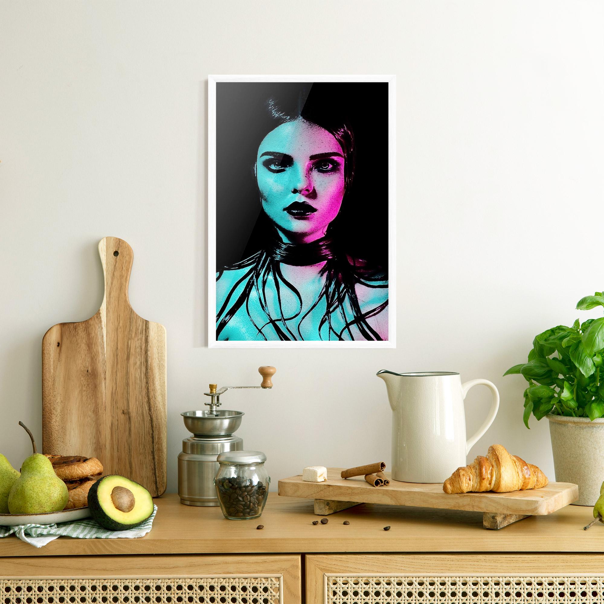 Poster Înrămat Pink Blue Light Girl mockup 8