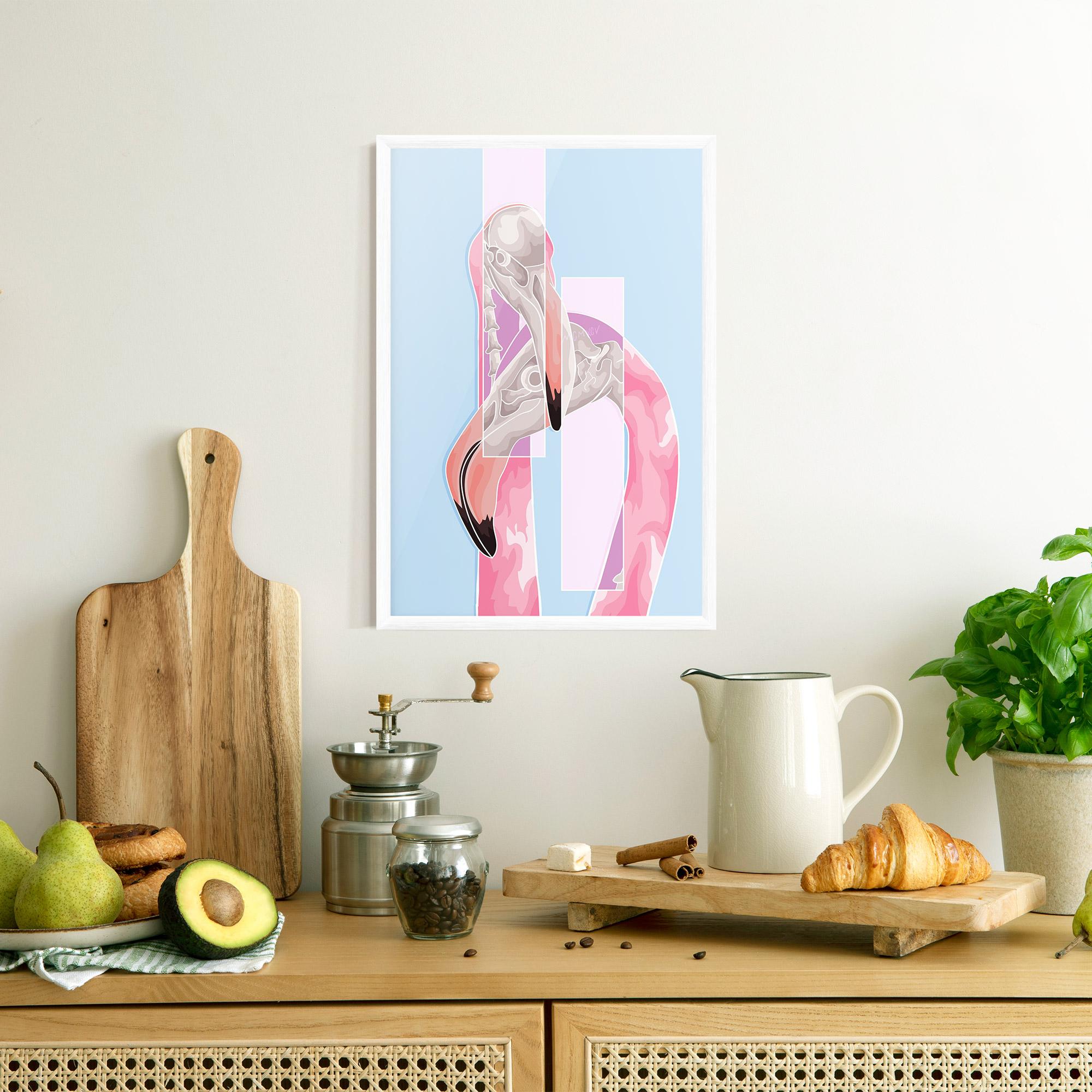 Poster Înrămat Pink Skull Flamingo mockup 8