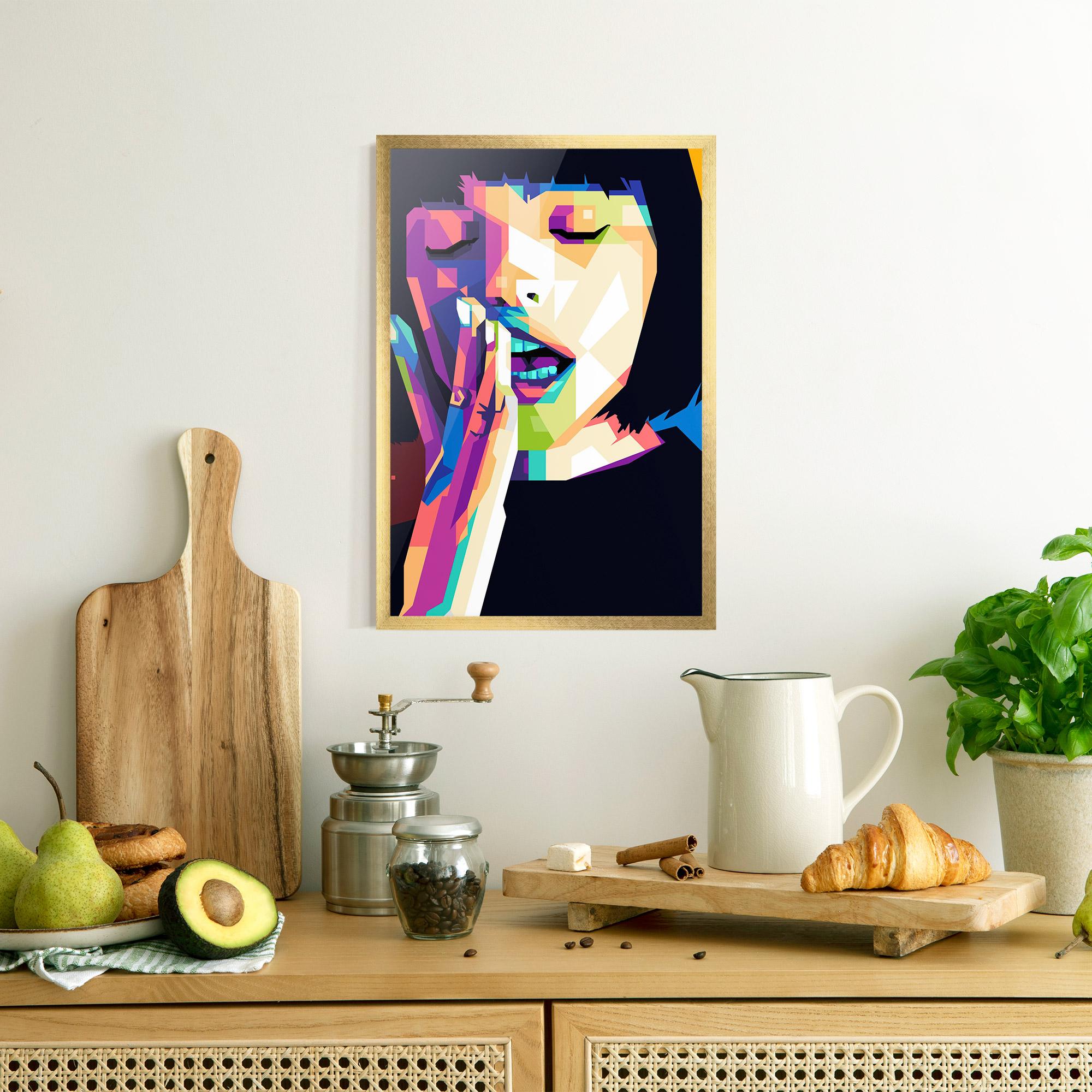 Poster Înrămat Polygonal Pretty Girl mockup 8