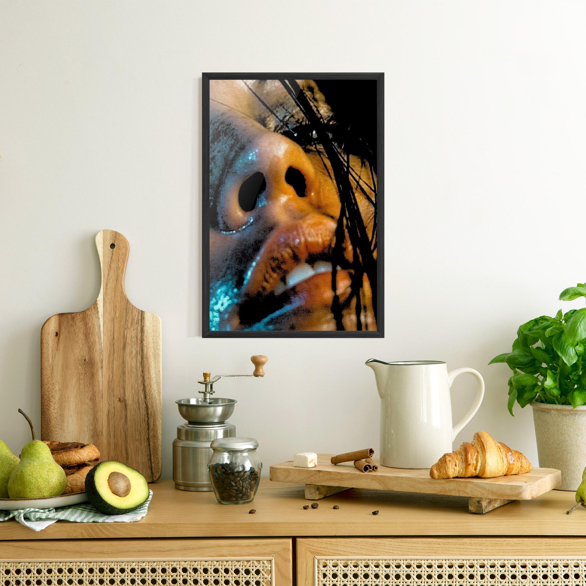 Poster Înrămat Blue Light Face mockup 8