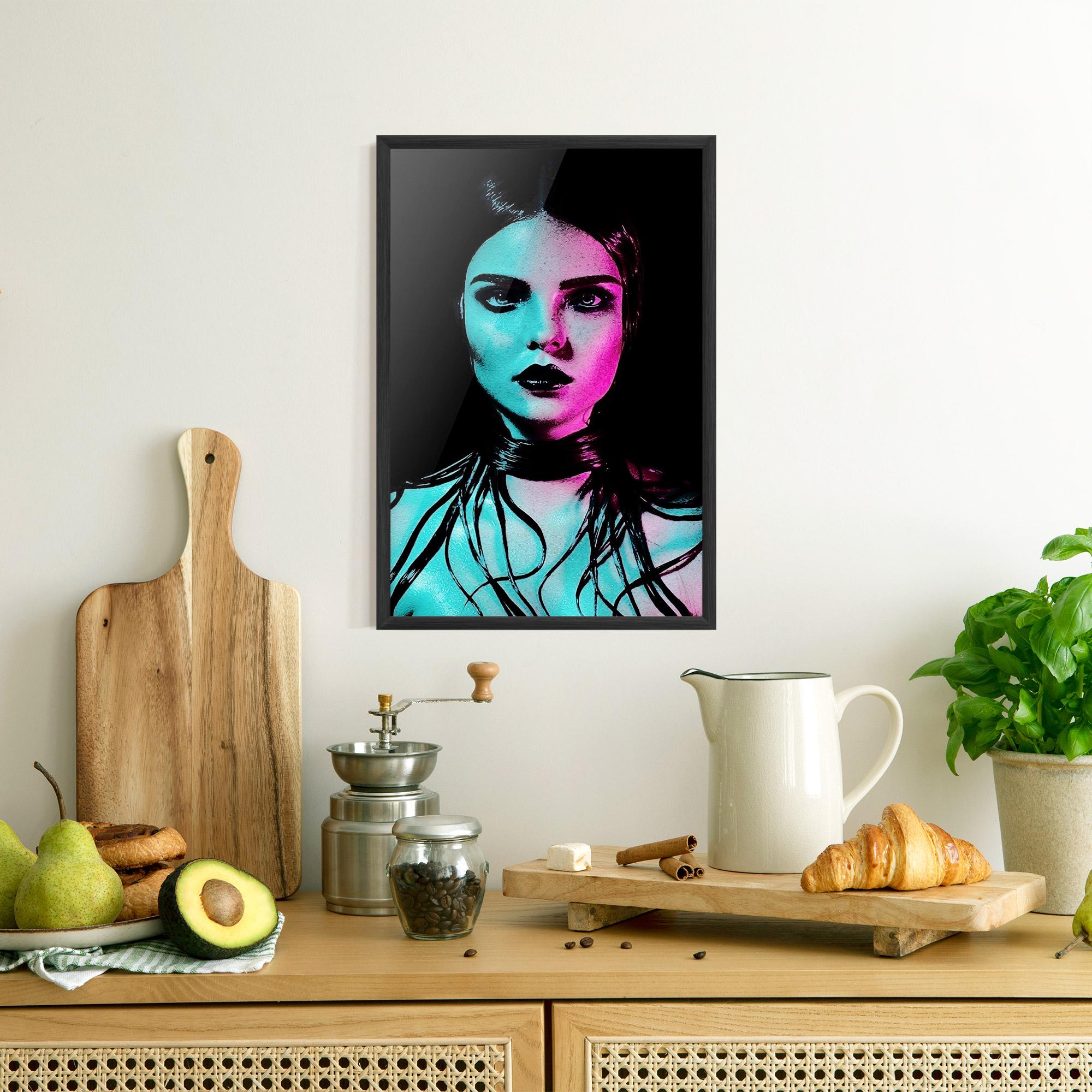 Poster Înrămat Pink Blue Light Girl mockup 8
