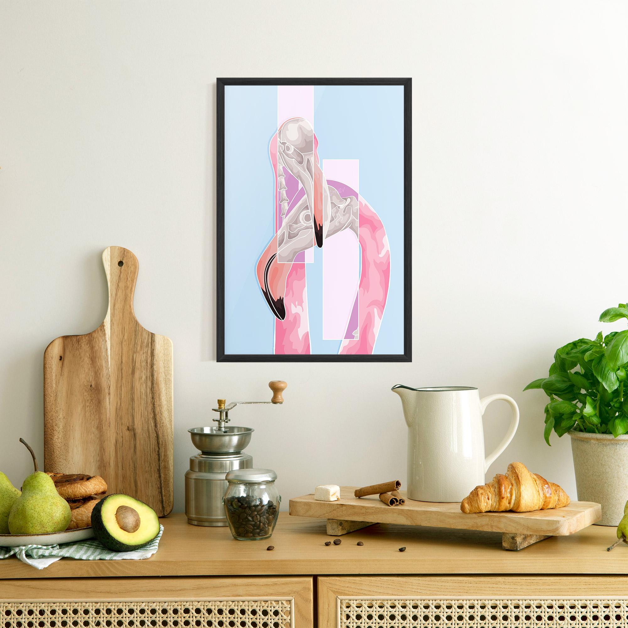 Poster Înrămat Pink Skull Flamingo mockup 8