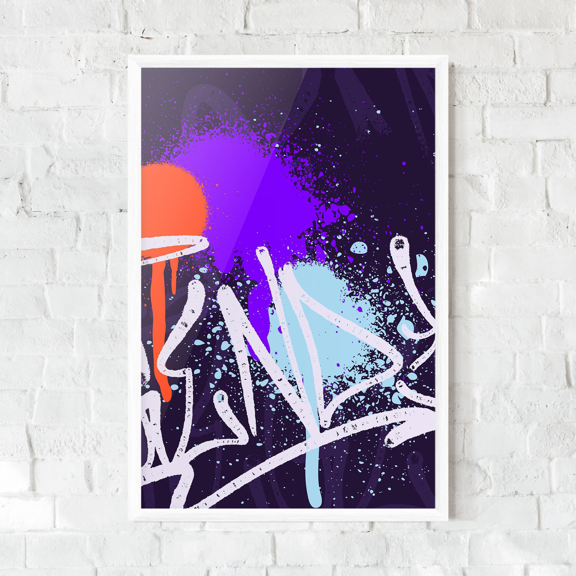 Poster Înrămat Purple Blue Graffiti mockup 0