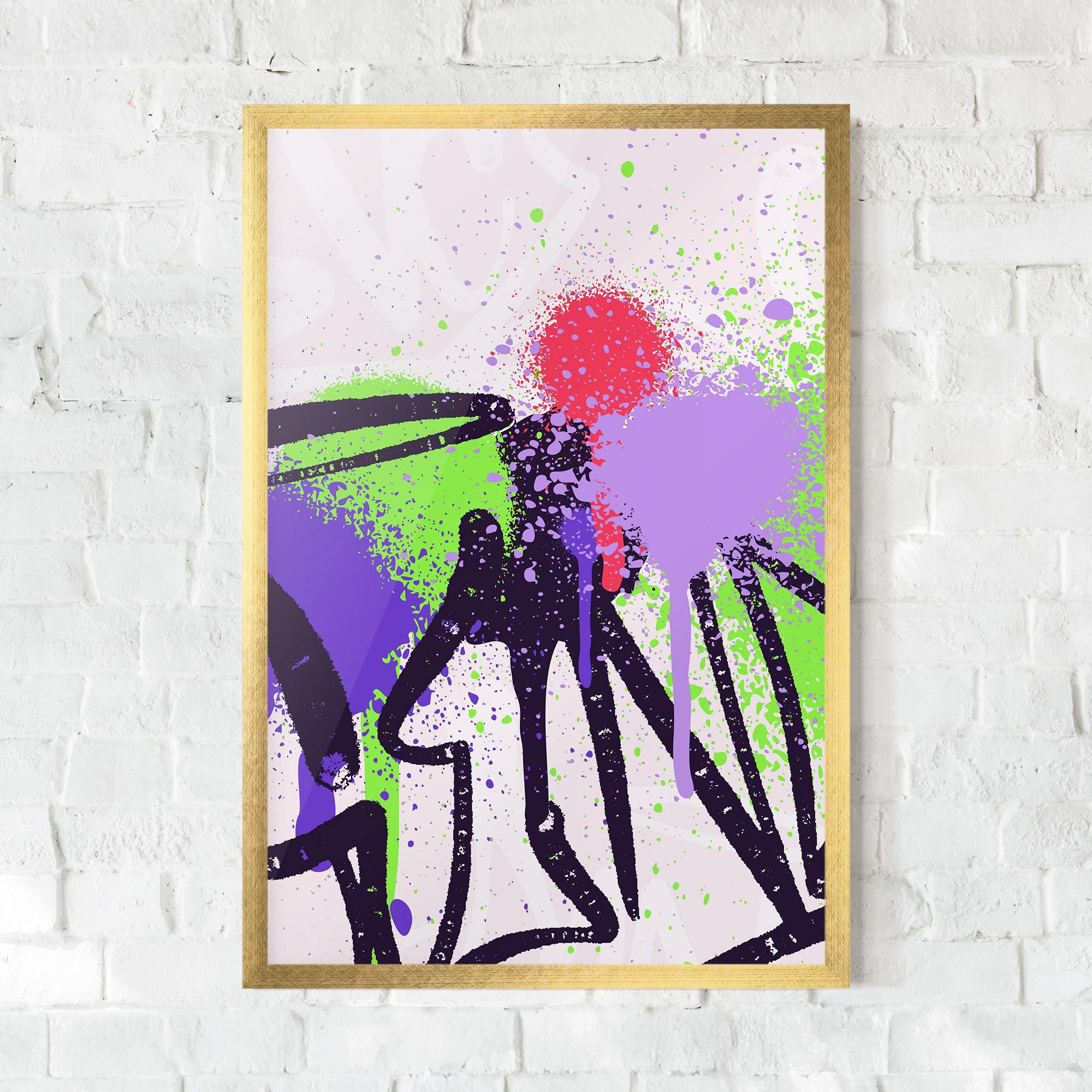 Poster Înrămat Green Purple Graffiti mockup 0