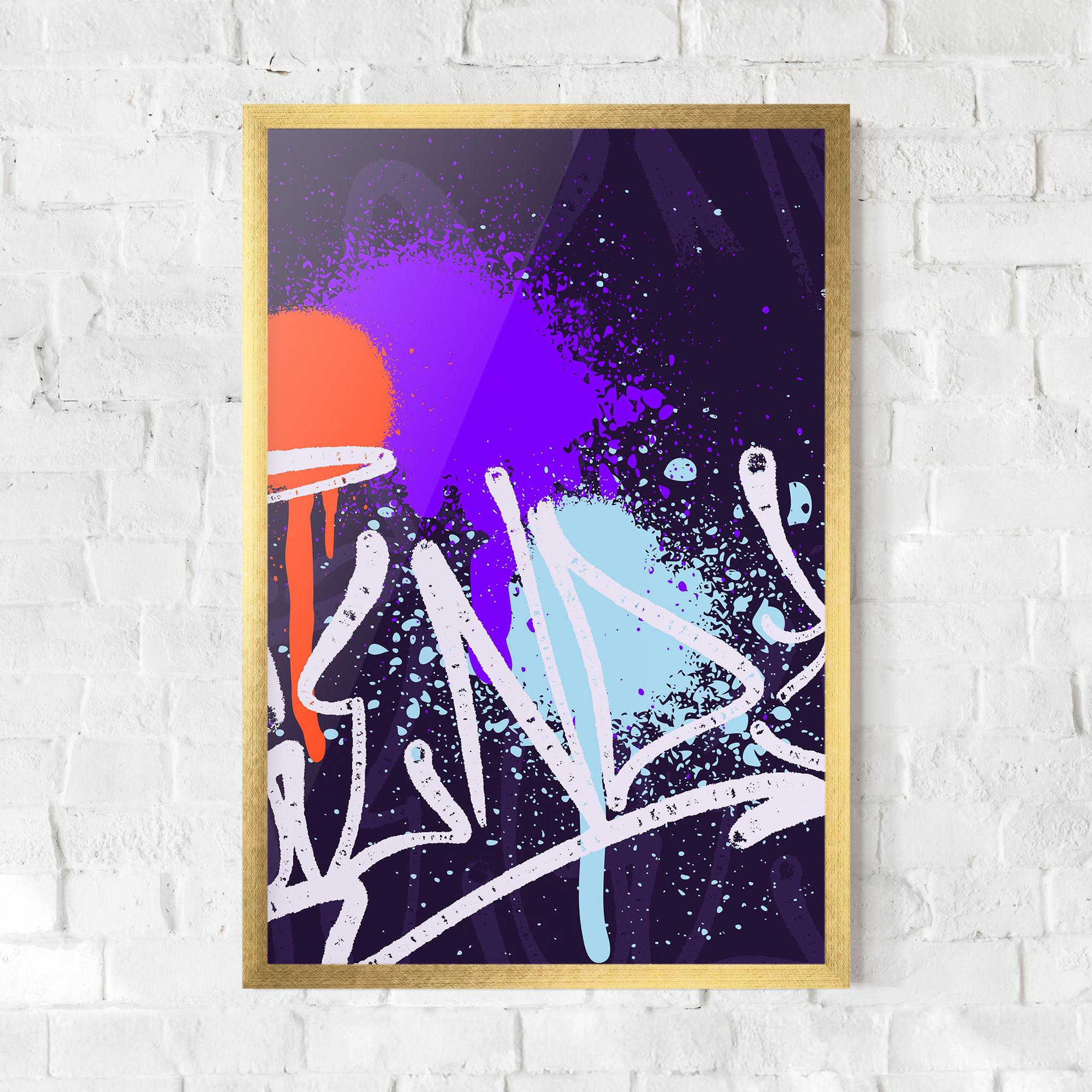 Poster Înrămat Purple Blue Graffiti mockup 0