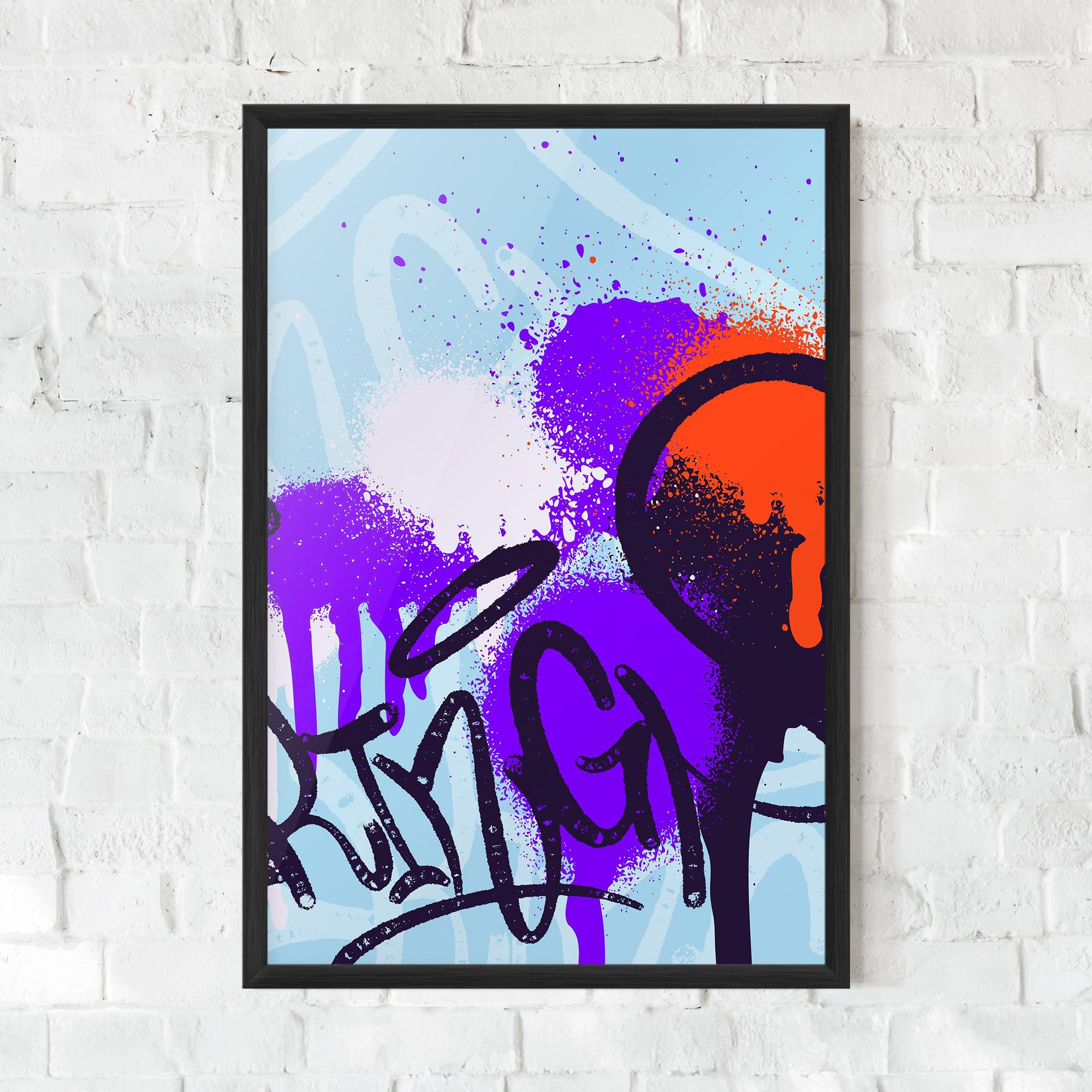 Poster Înrămat Blue Purple Graffiti mockup 0