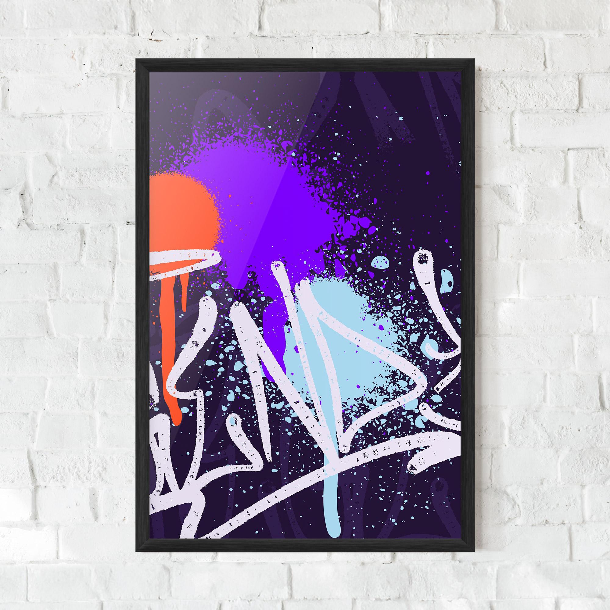 Poster Înrămat Purple Blue Graffiti mockup 0