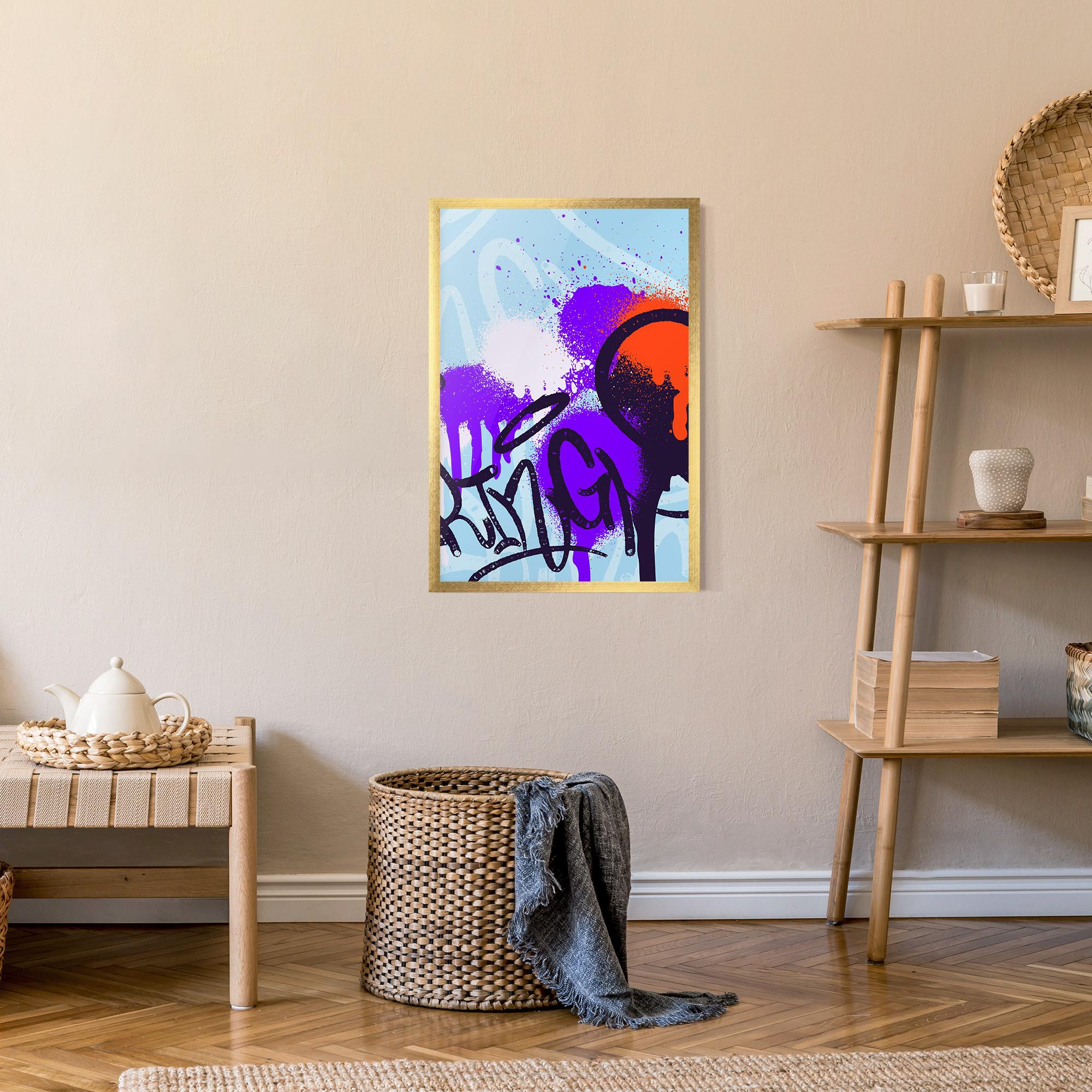 Poster Înrămat Blue Purple Graffiti mockup 9