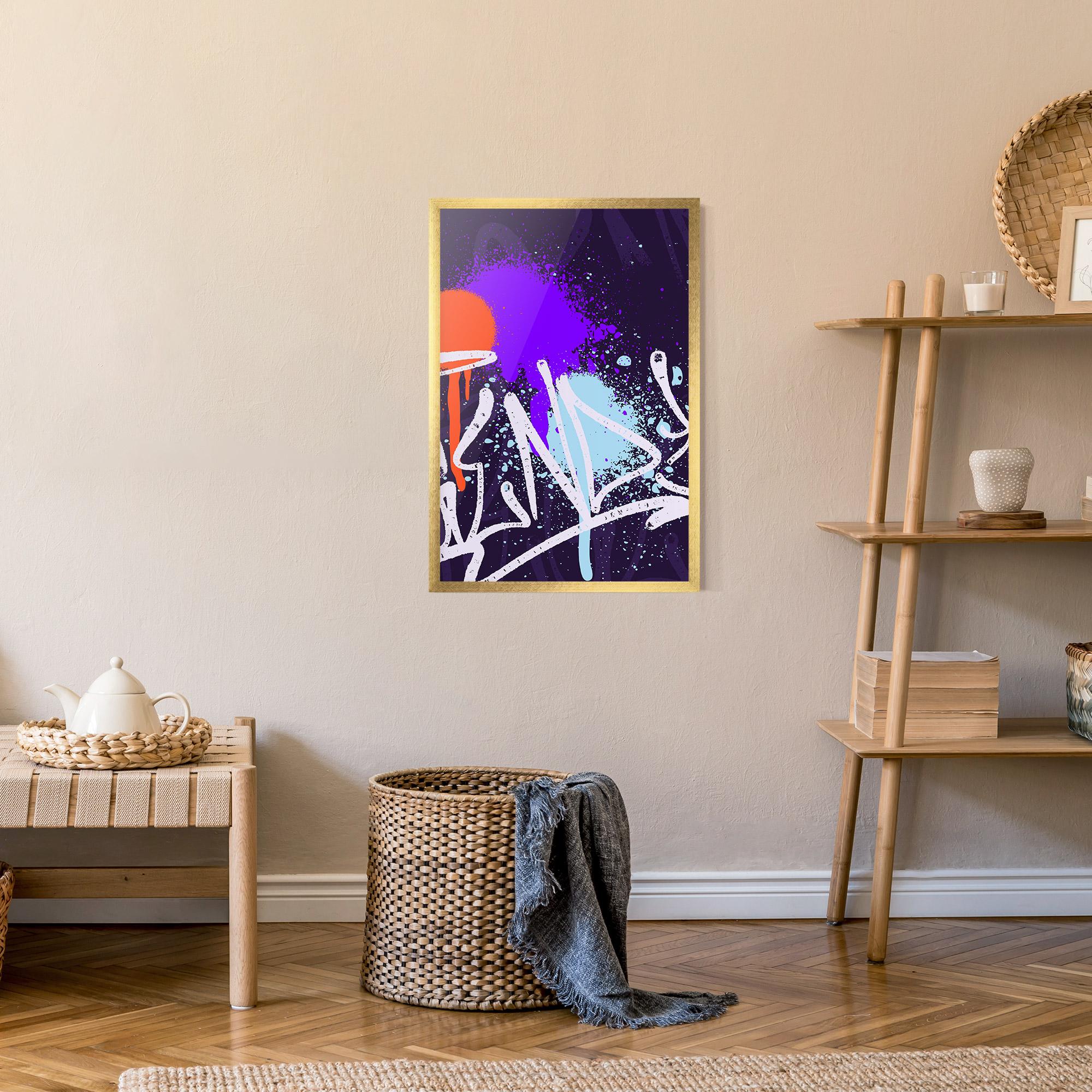 Poster Înrămat Purple Blue Graffiti mockup 9