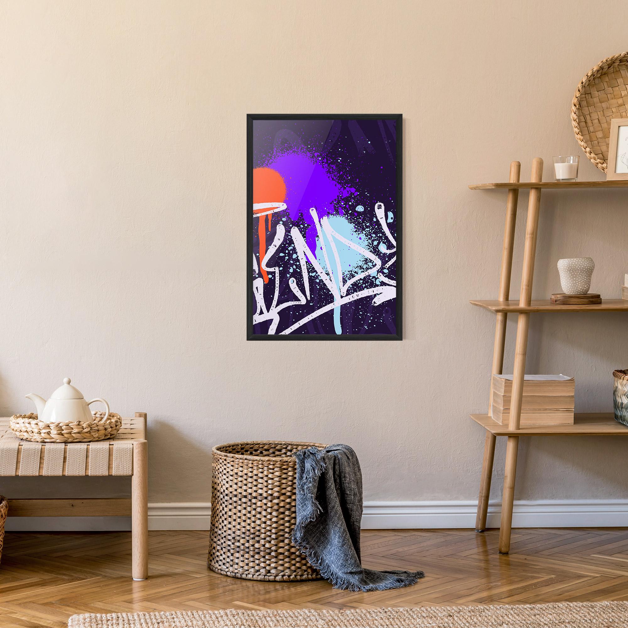 Poster Înrămat Purple Blue Graffiti mockup 9