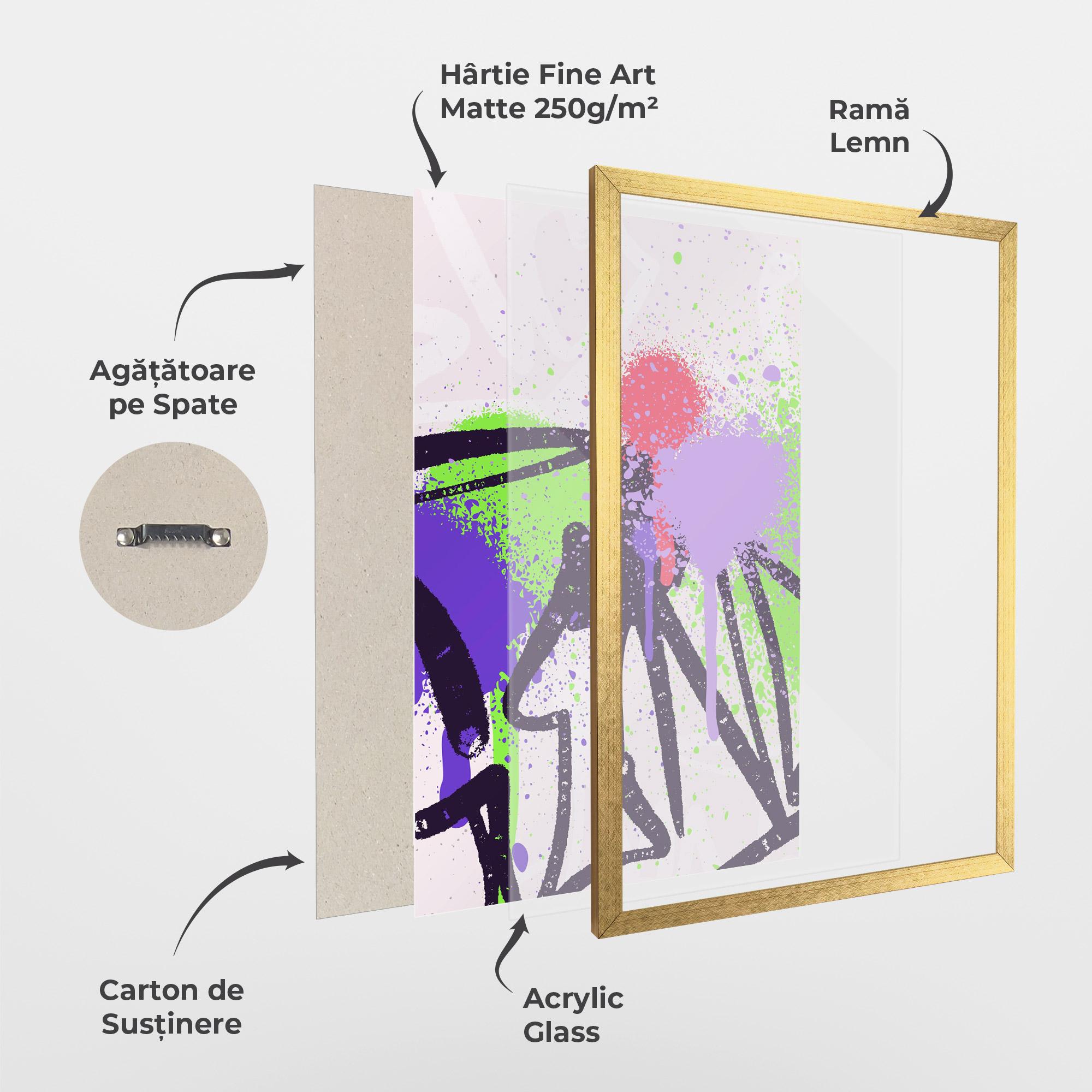 Poster Înrămat Green Purple Graffiti mockup 1