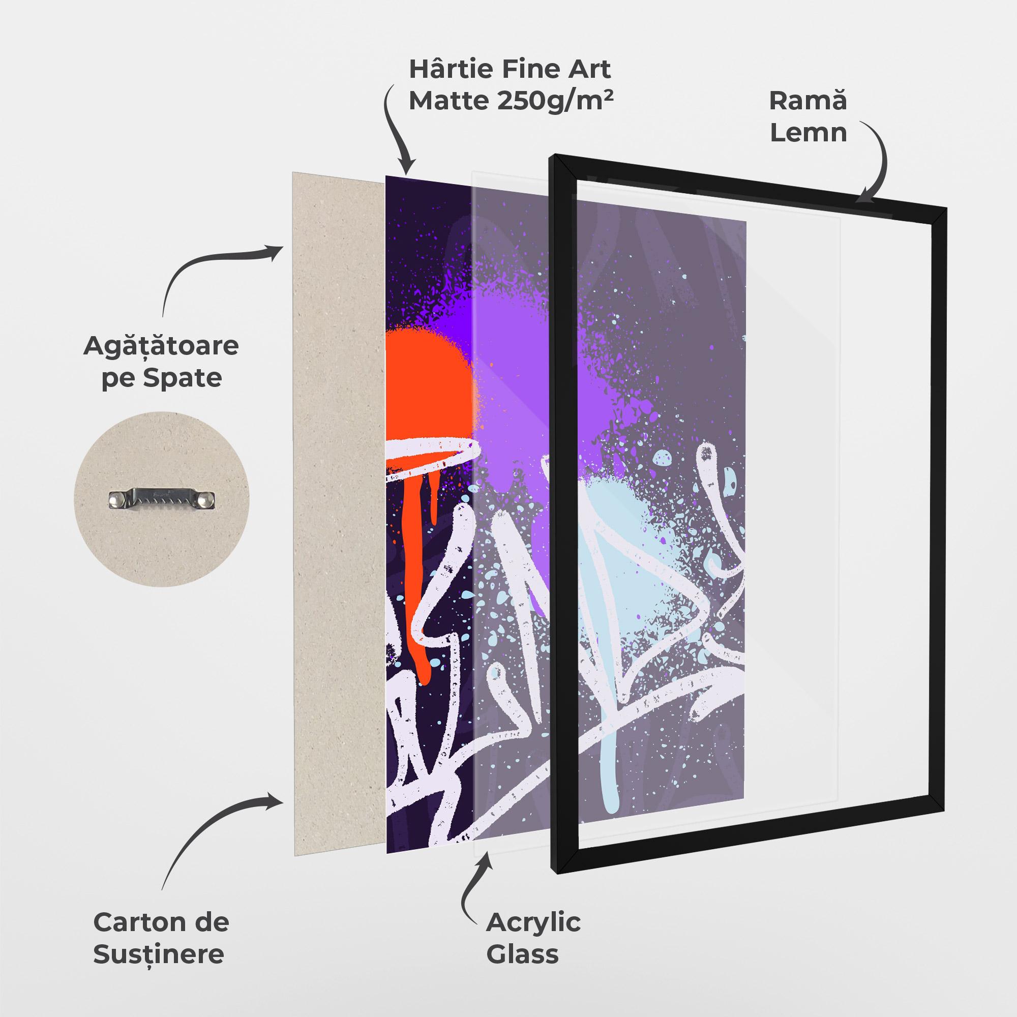 Poster Înrămat Purple Blue Graffiti mockup 1