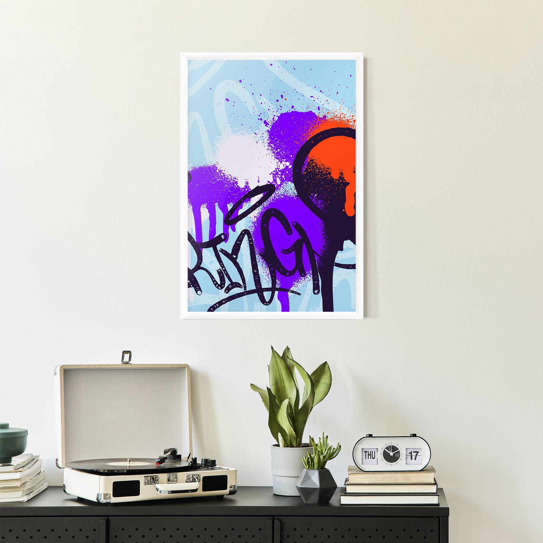 Poster Înrămat Blue Purple Graffiti mockup 2