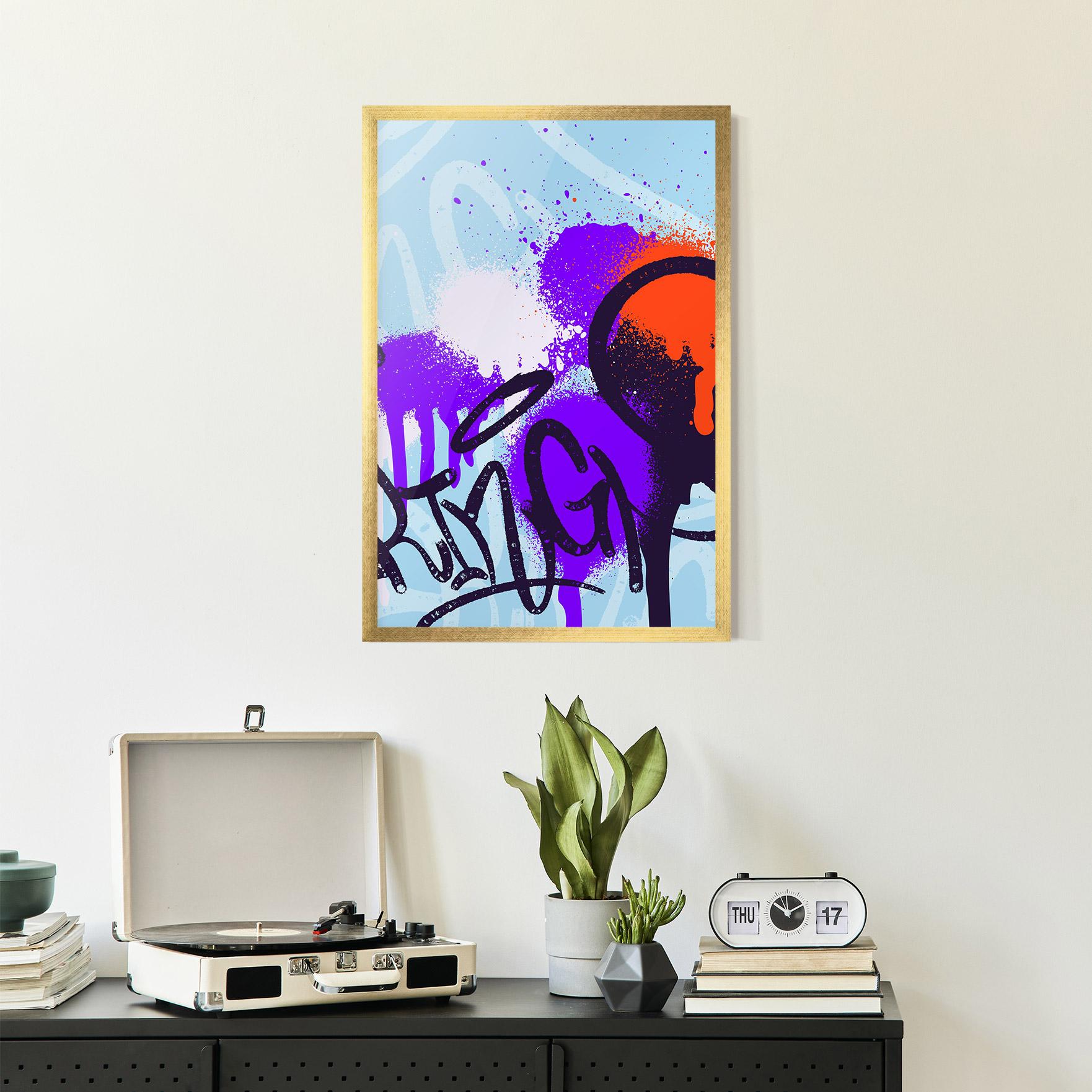 Poster Înrămat Blue Purple Graffiti mockup 2