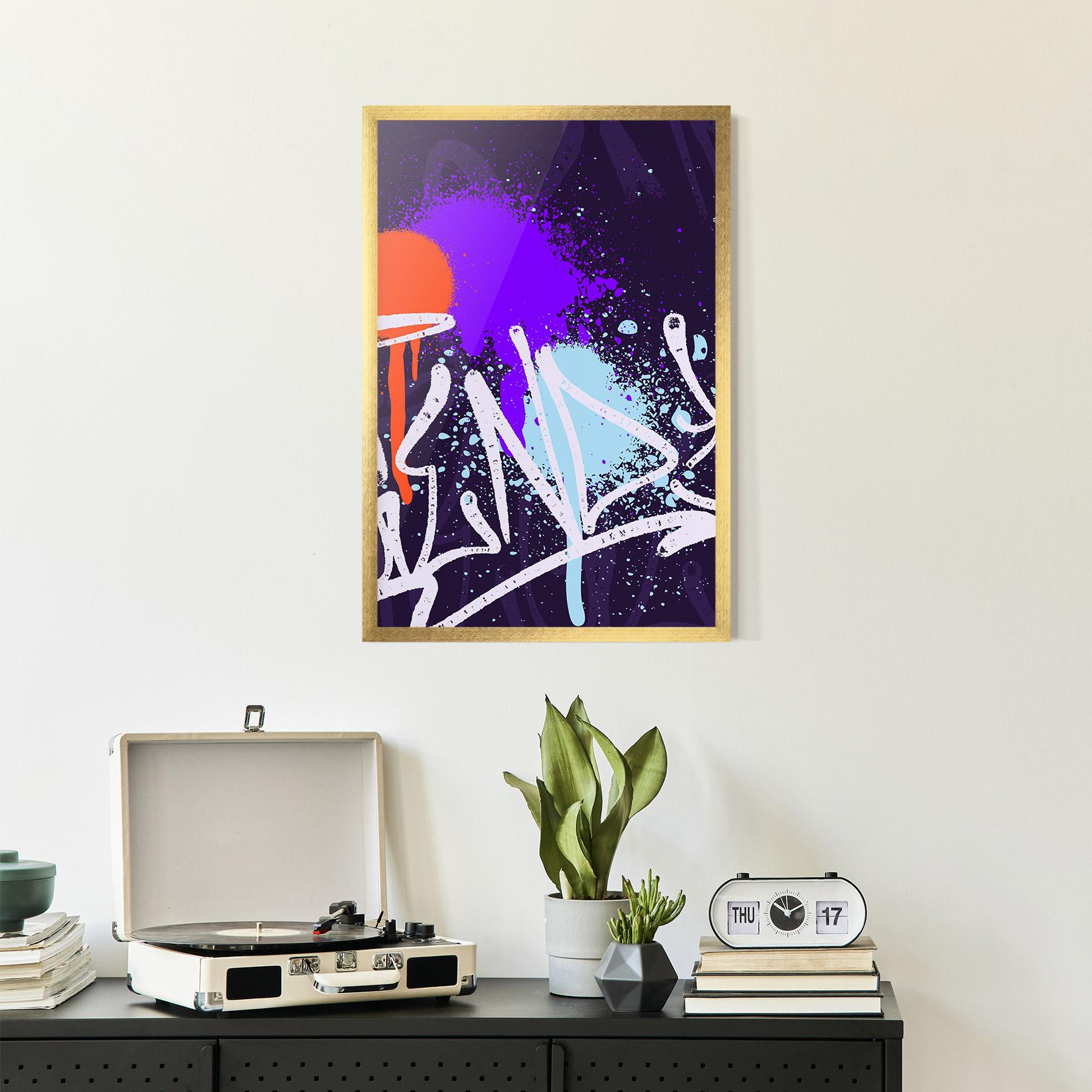 Poster Înrămat Purple Blue Graffiti mockup 2