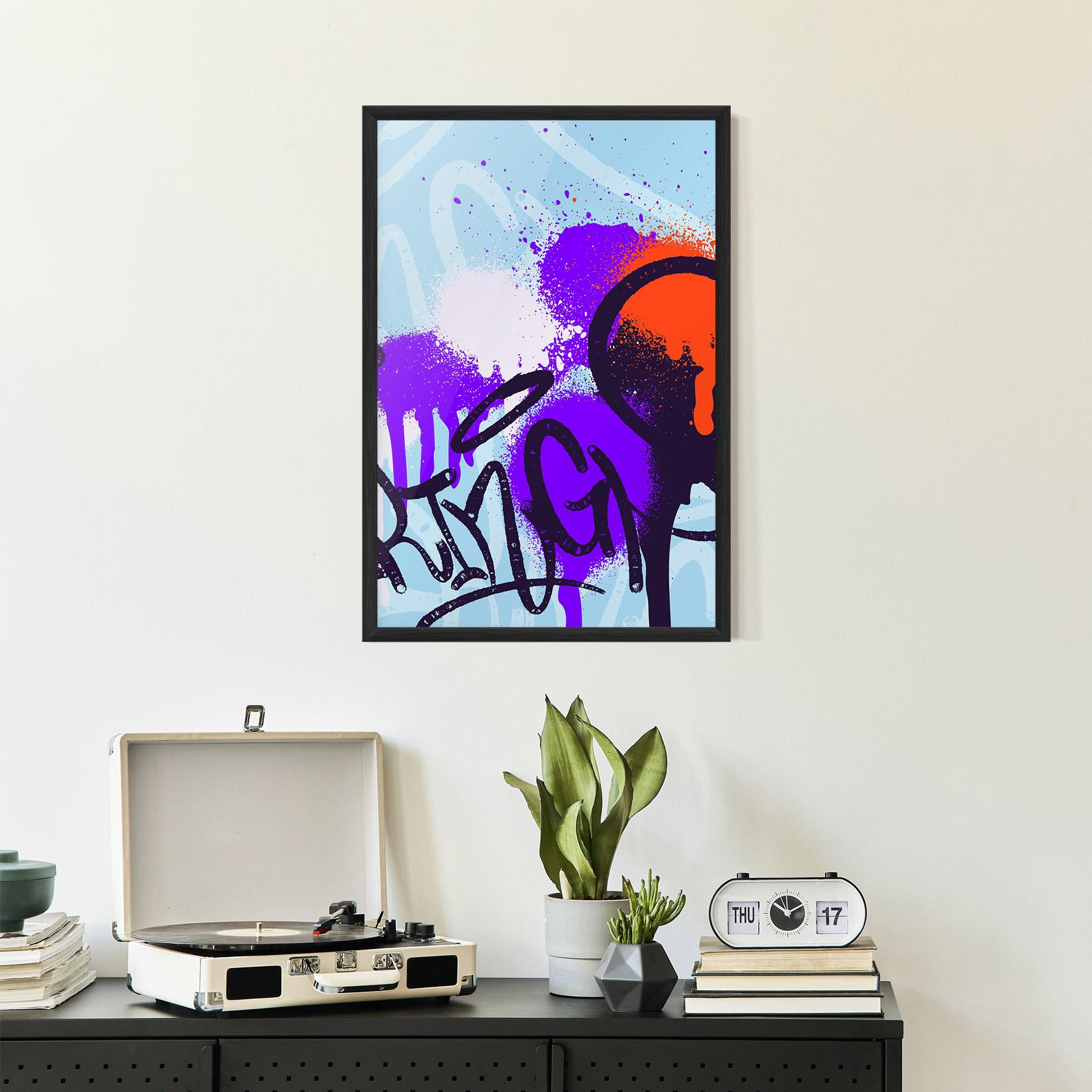 Poster Înrămat Blue Purple Graffiti mockup 2