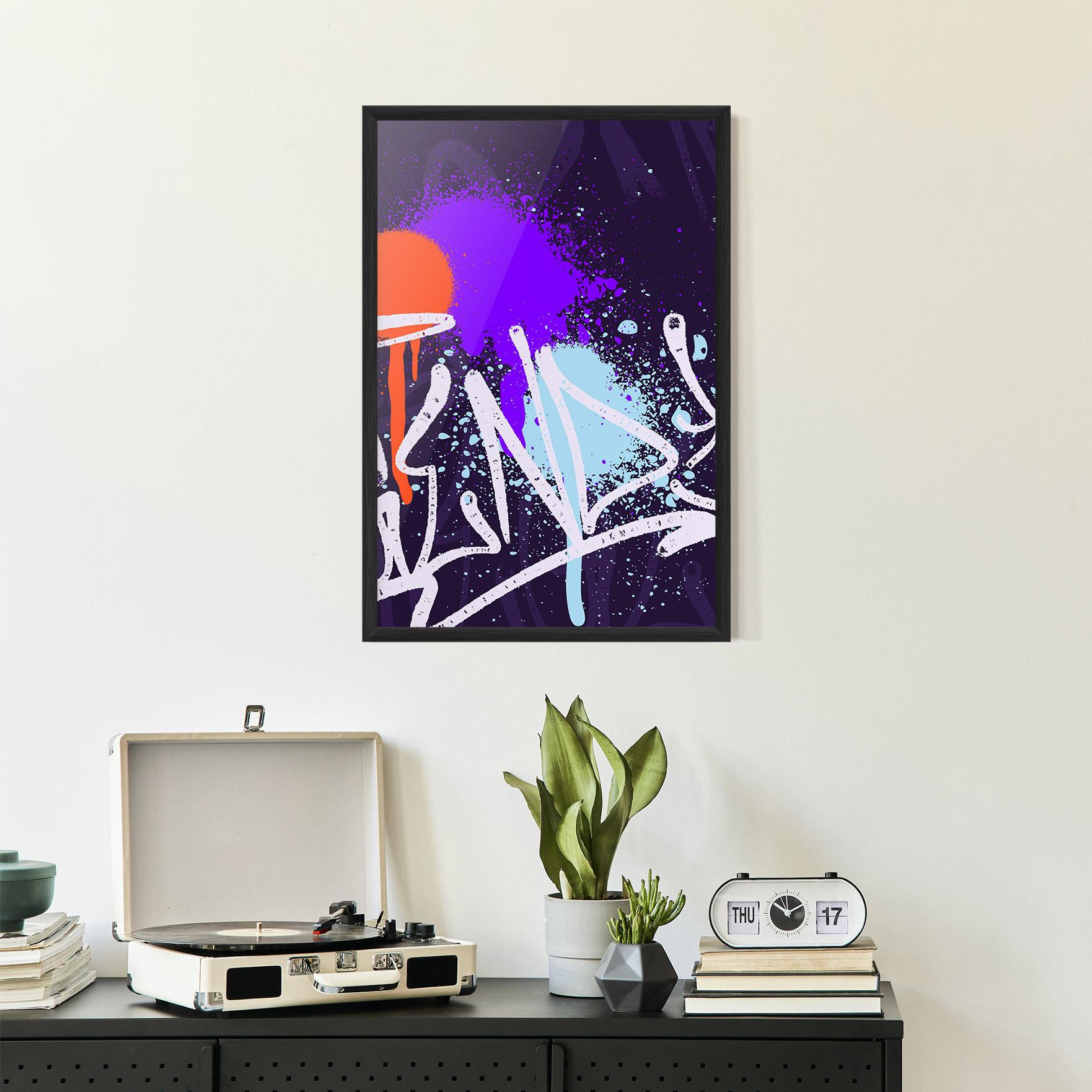 Poster Înrămat Purple Blue Graffiti mockup 2