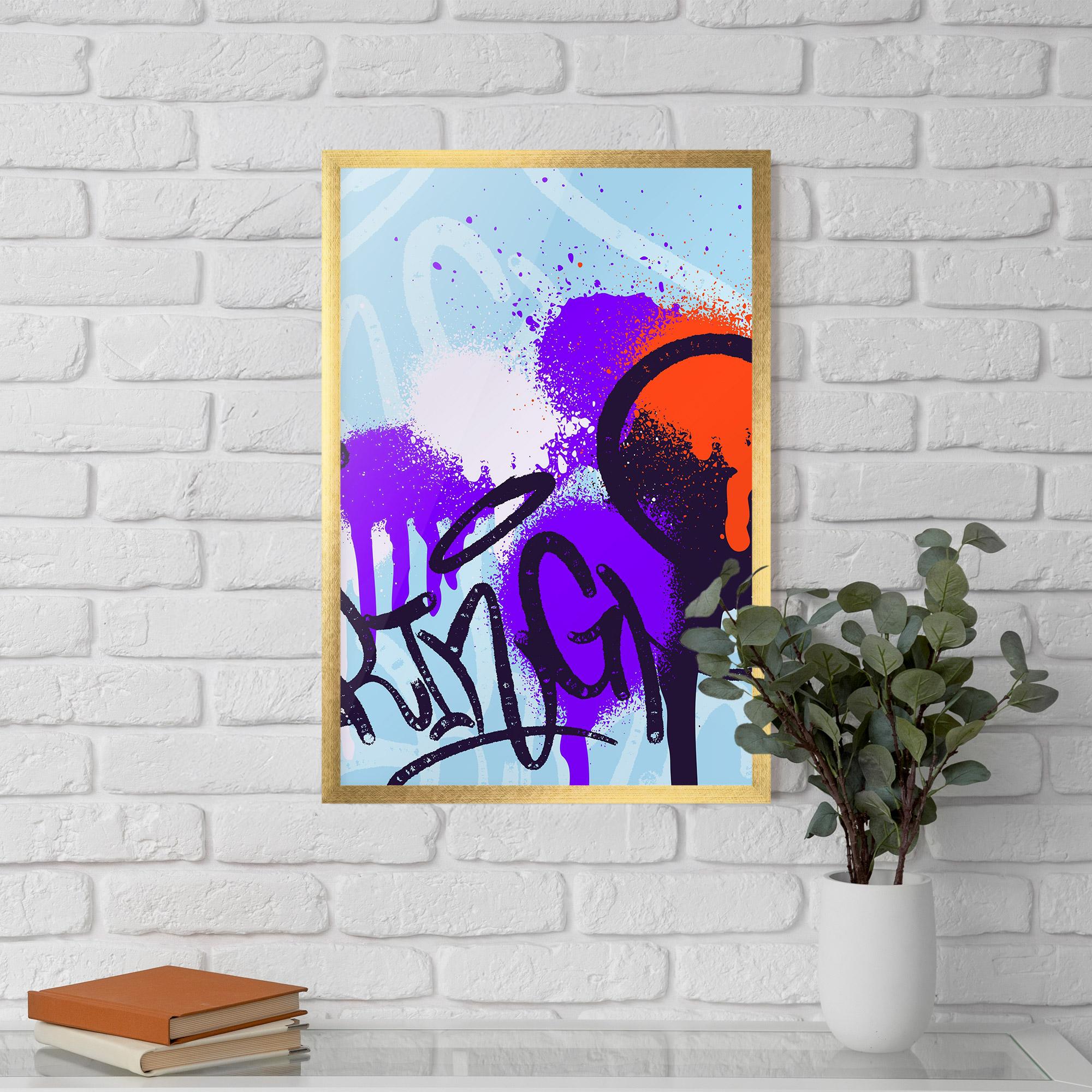 Poster Înrămat Blue Purple Graffiti mockup 5