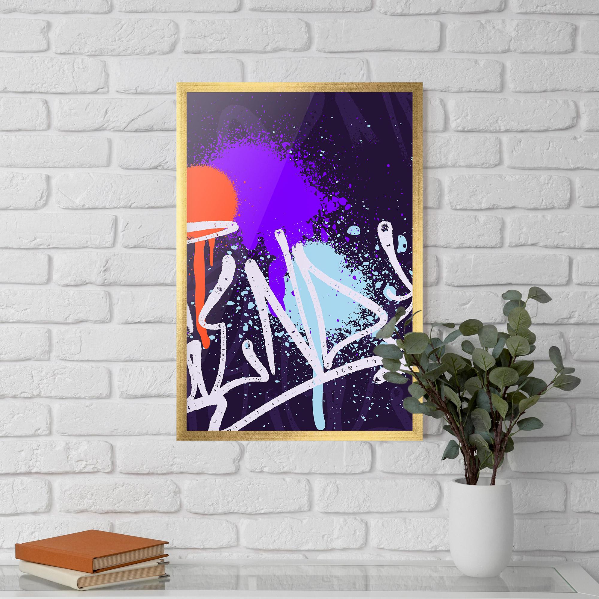 Poster Înrămat Purple Blue Graffiti mockup 5