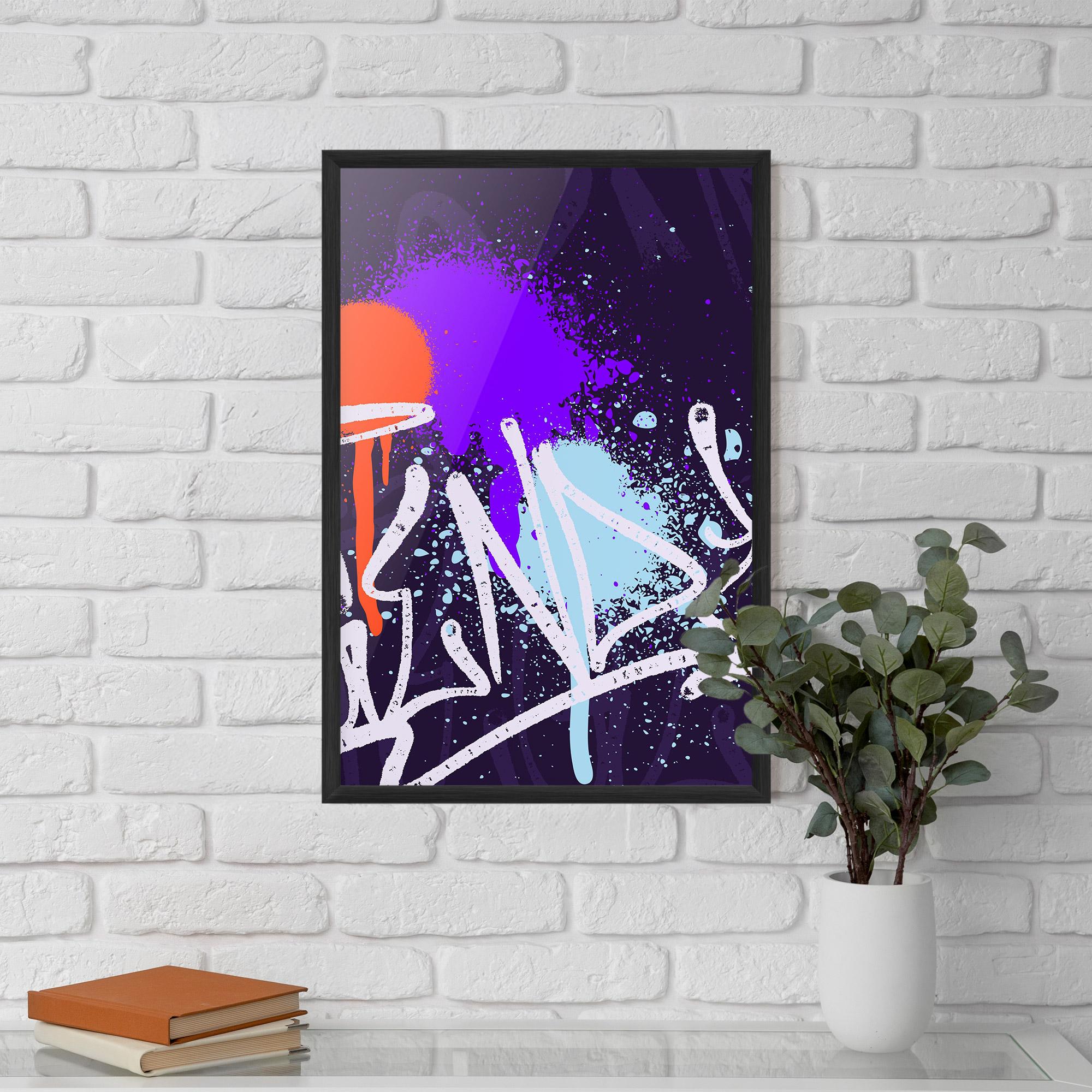 Poster Înrămat Purple Blue Graffiti mockup 5