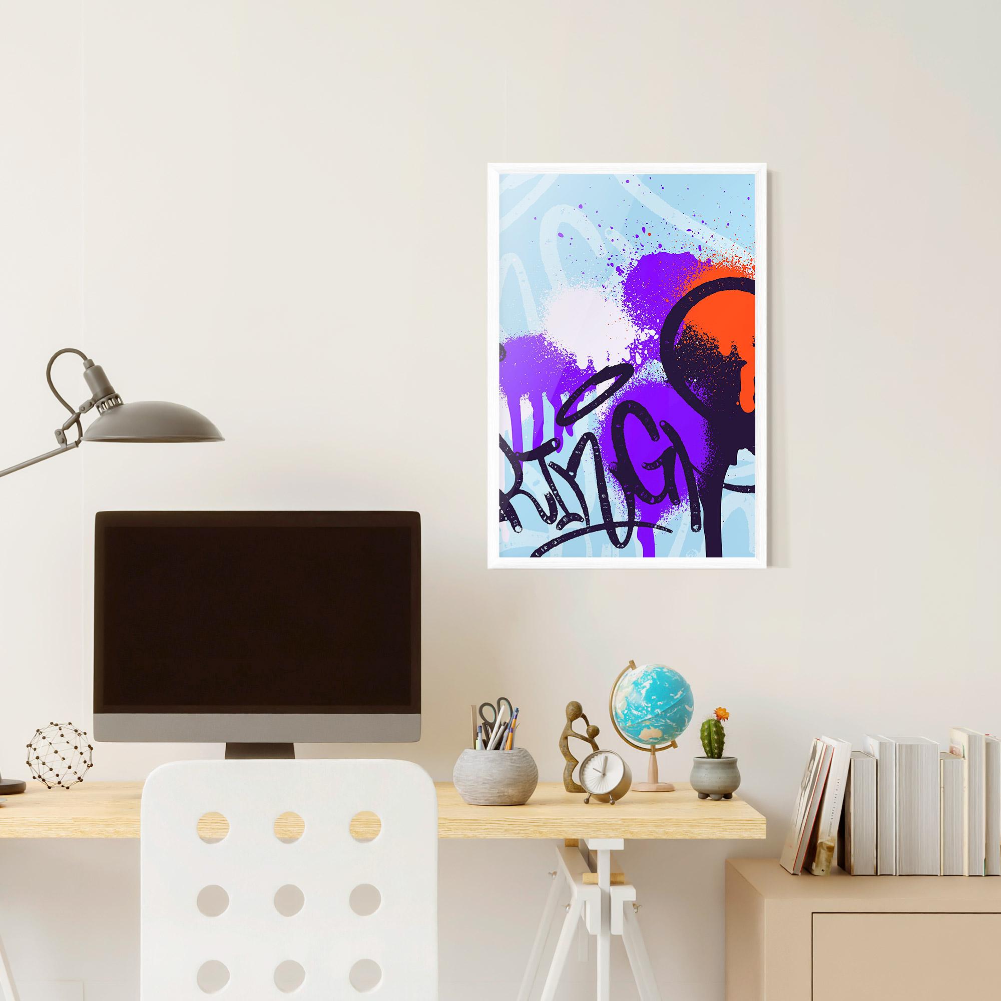 Poster Înrămat Blue Purple Graffiti mockup 6