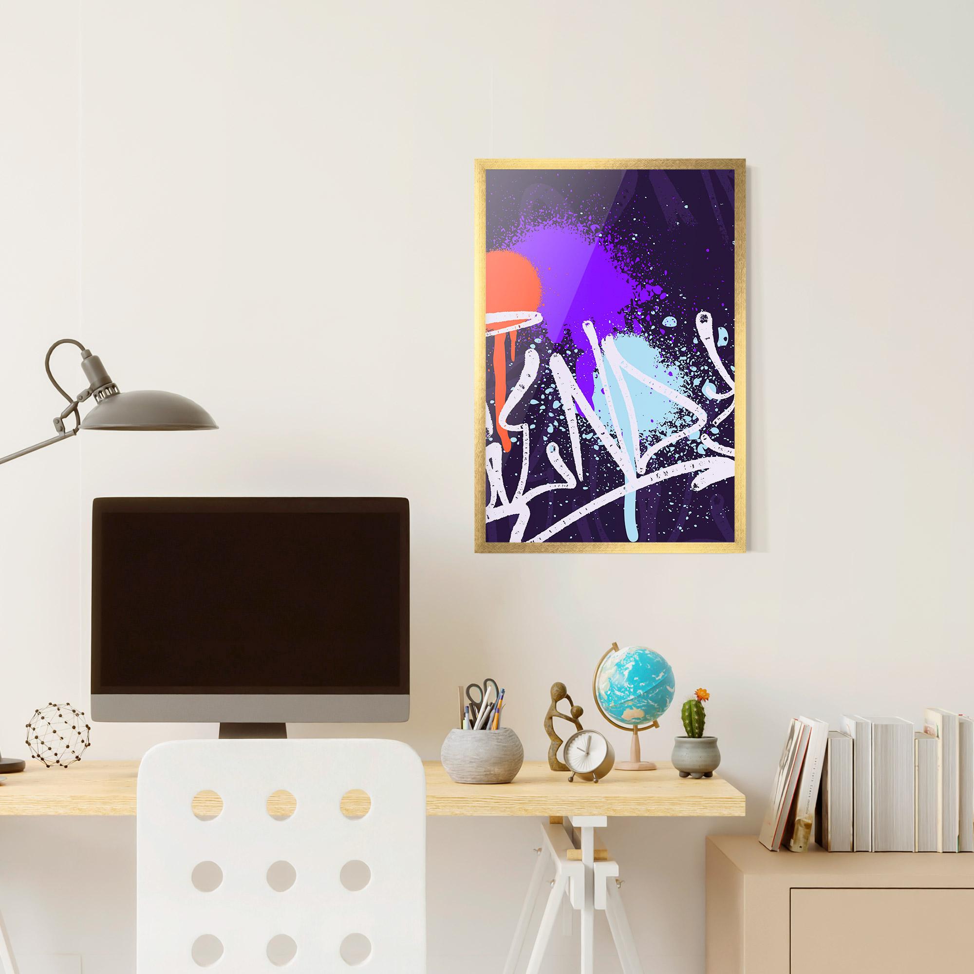 Poster Înrămat Purple Blue Graffiti mockup 6
