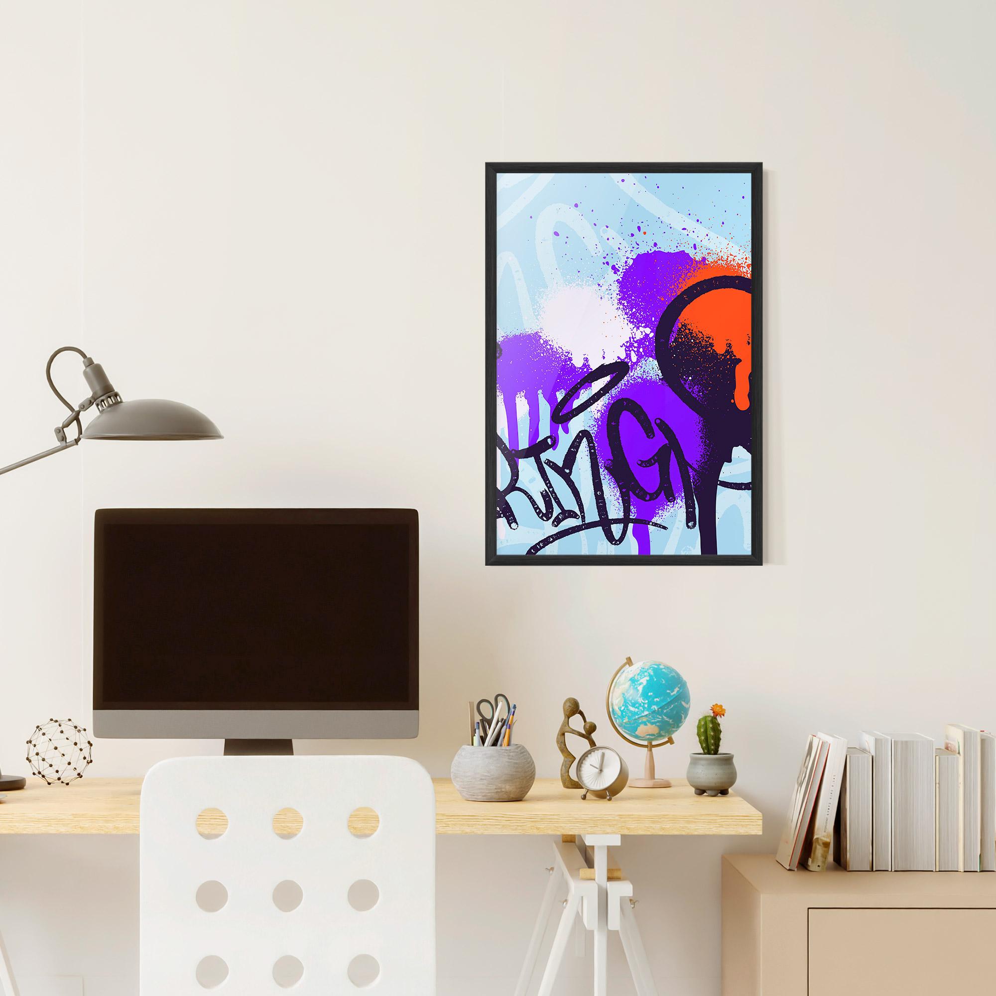 Poster Înrămat Blue Purple Graffiti mockup 6