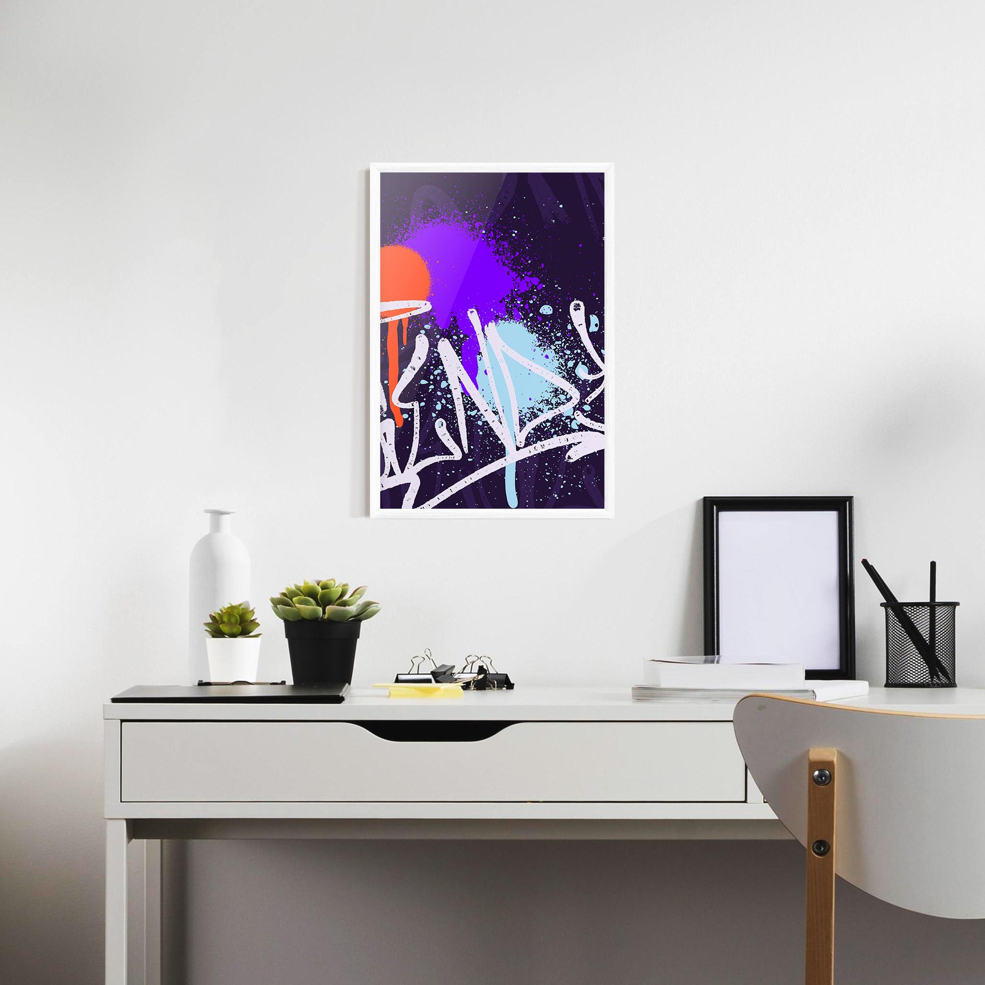 Poster Înrămat Purple Blue Graffiti mockup 7
