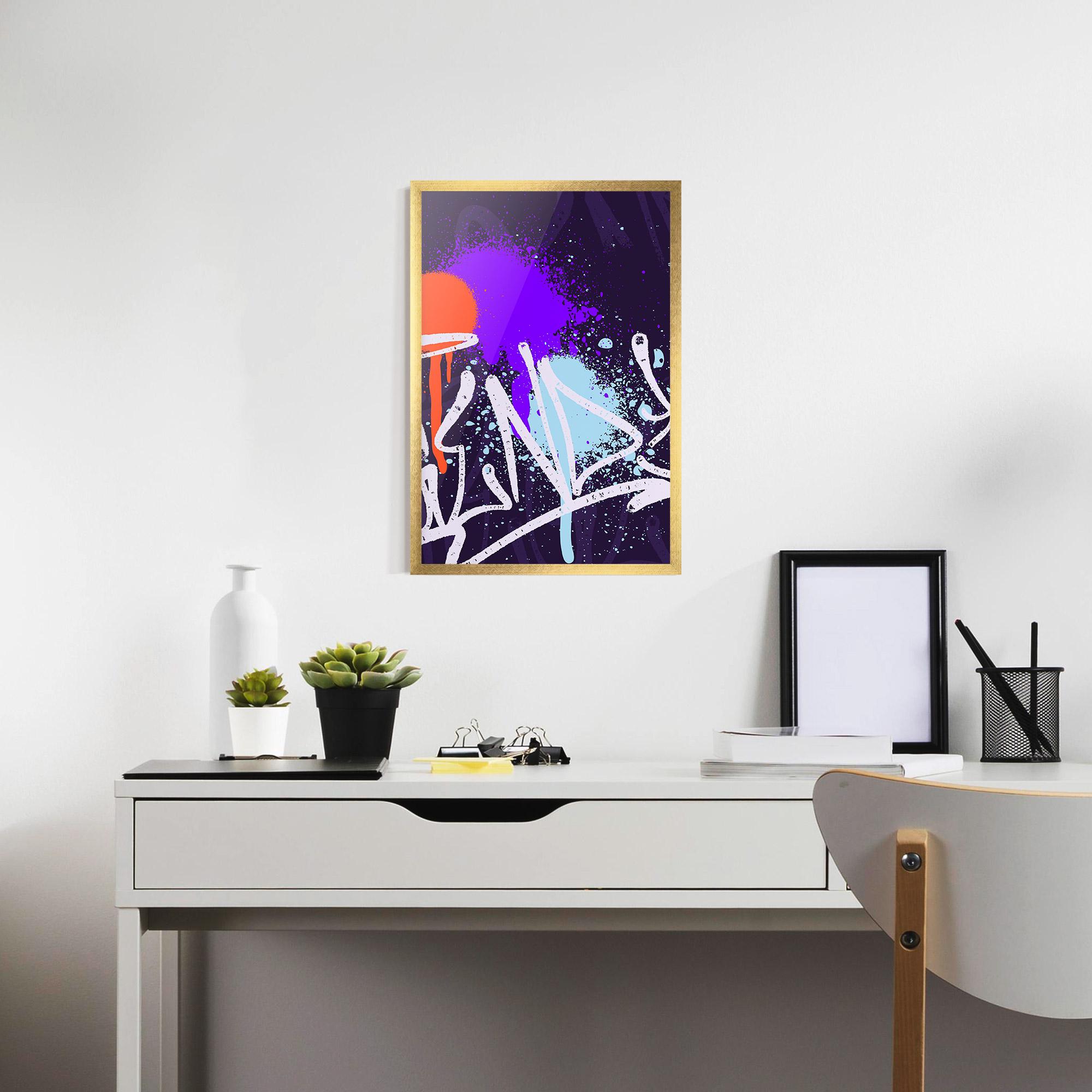 Poster Înrămat Purple Blue Graffiti mockup 7