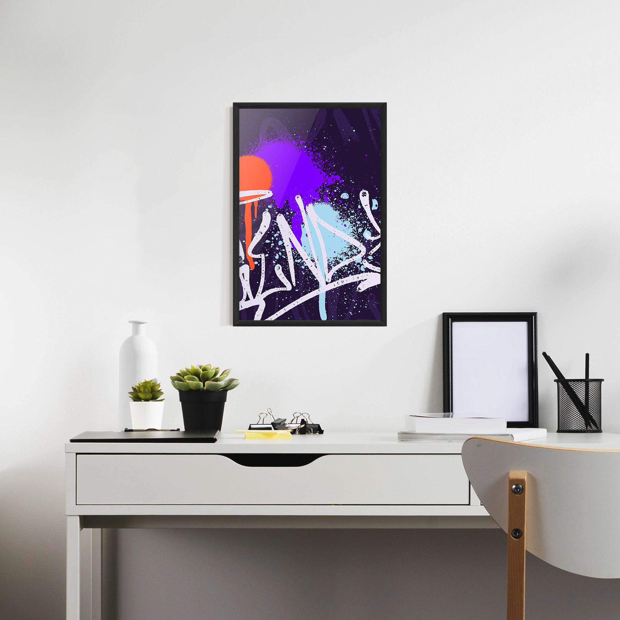 Poster Înrămat Purple Blue Graffiti mockup 7